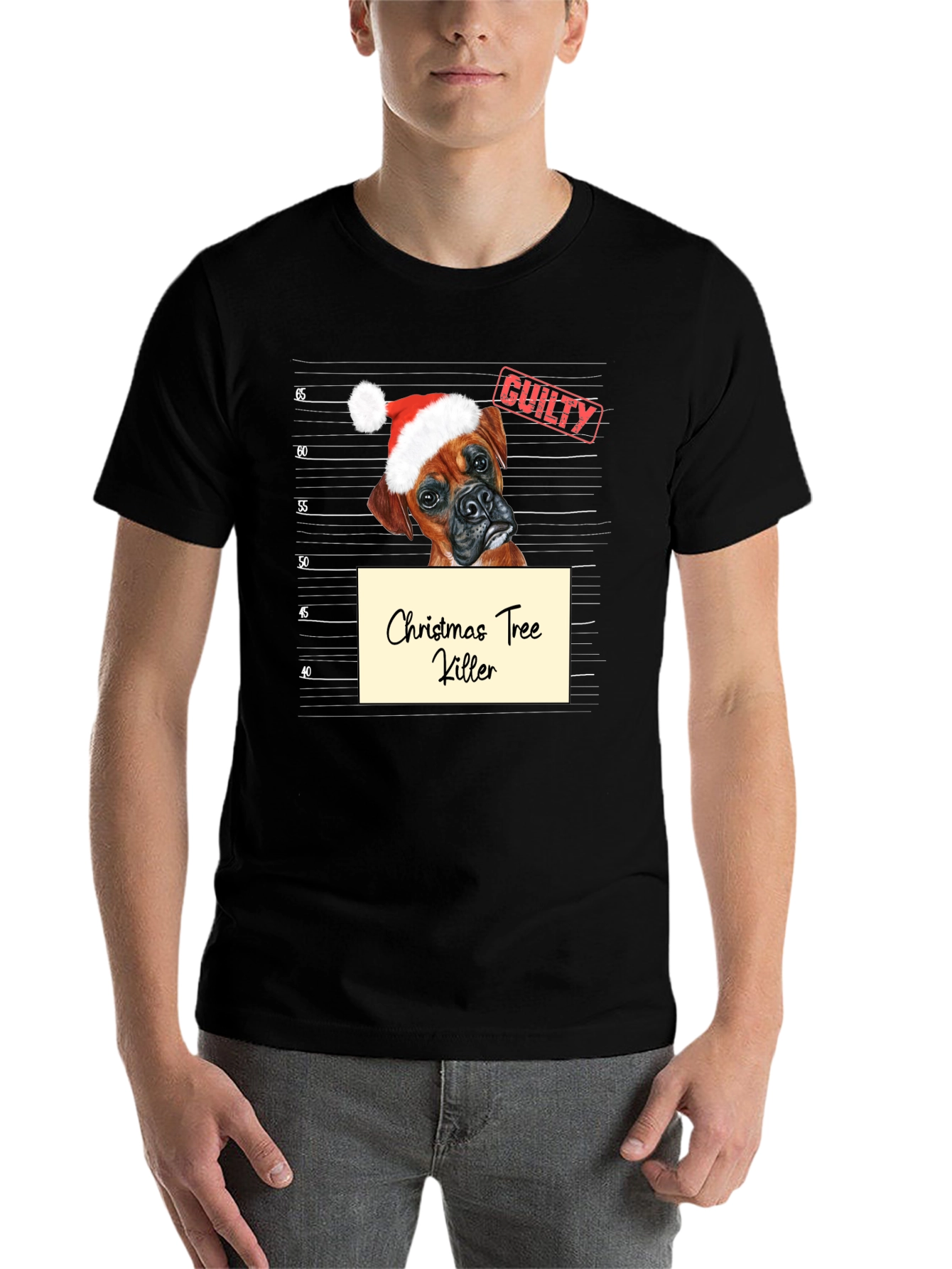 Black Christmas Tree Killer Dog T-Shirt view 7