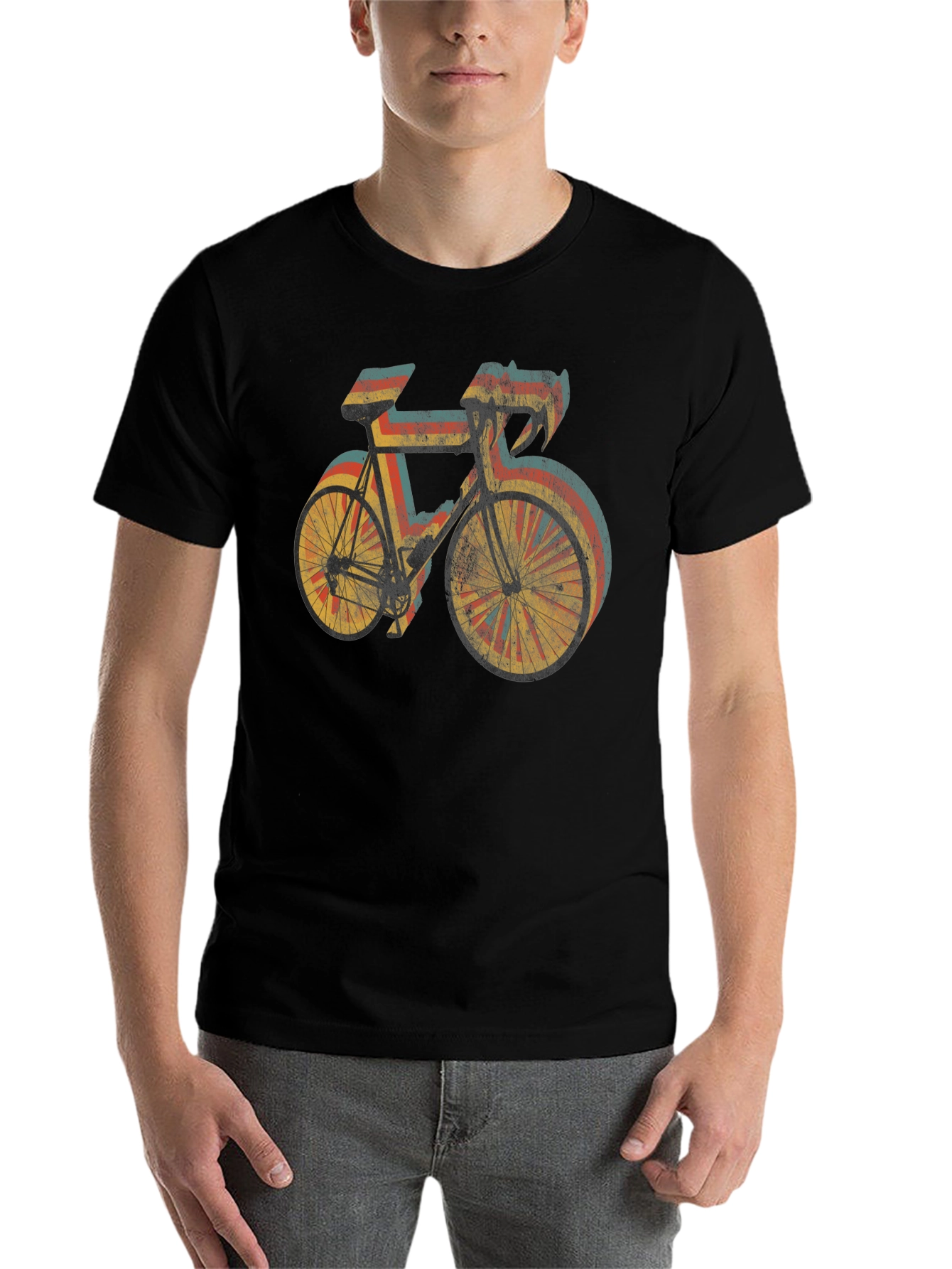 Black Retro Style Cycling T-Shirt - Black view 7