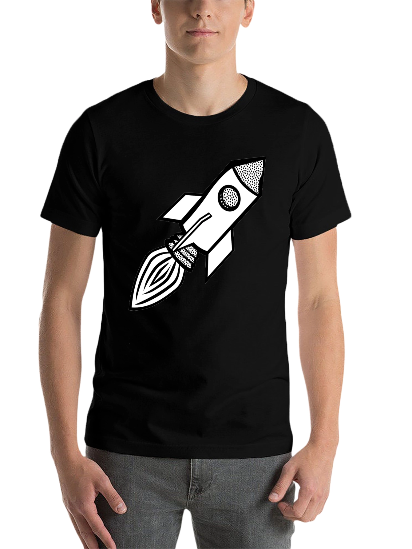 Black Retro Rocket Graphic Tee - Black view 7
