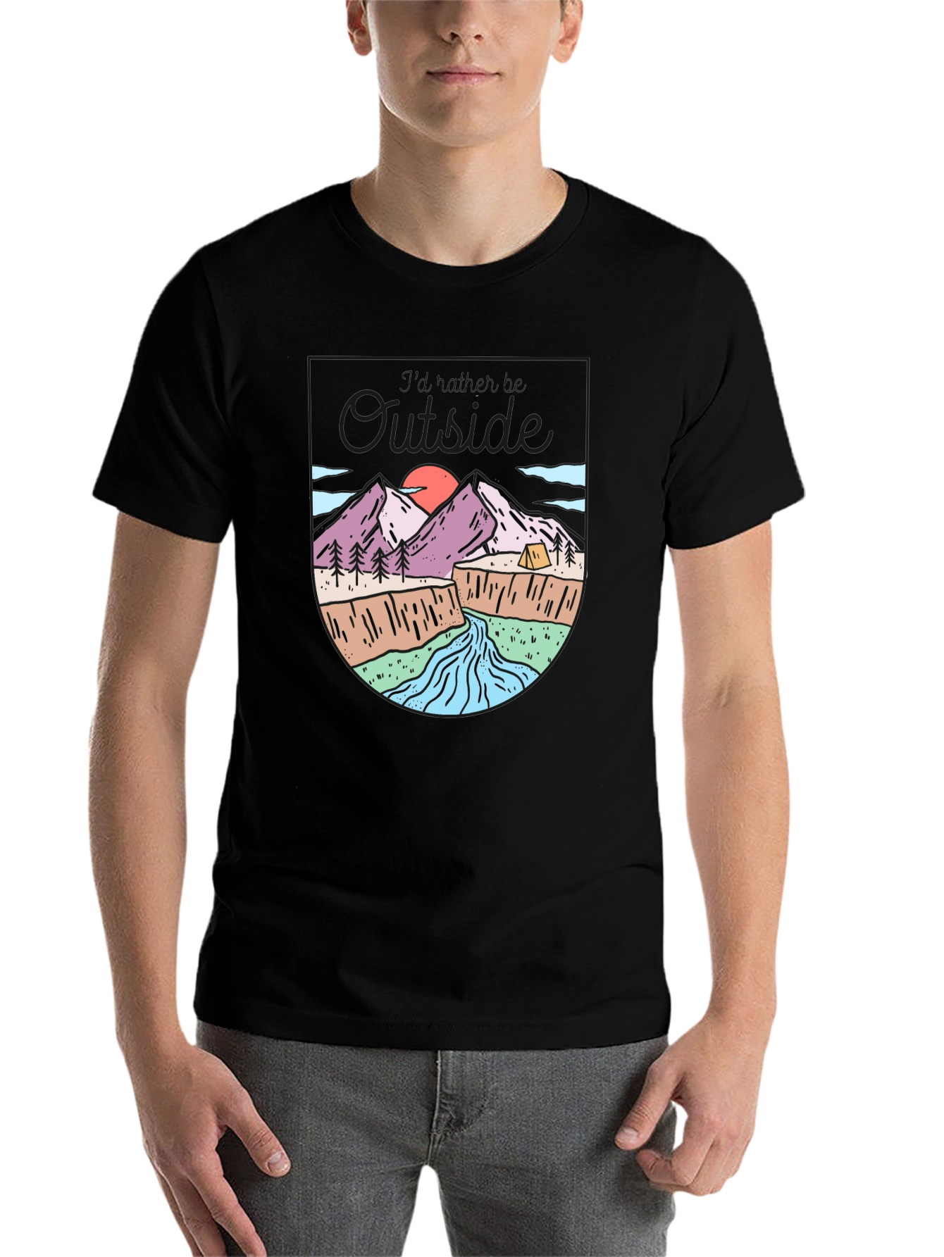 Black Outdoor Adventure Graphic T-Shirt view 7