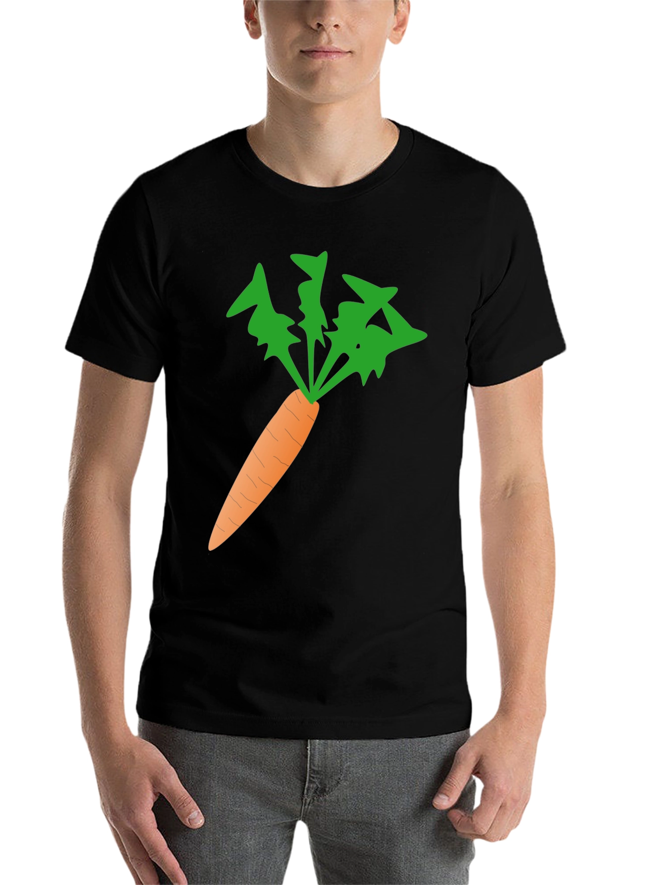 Black Men's Carrot Graphic Tee - Black Cotton Blend view 7