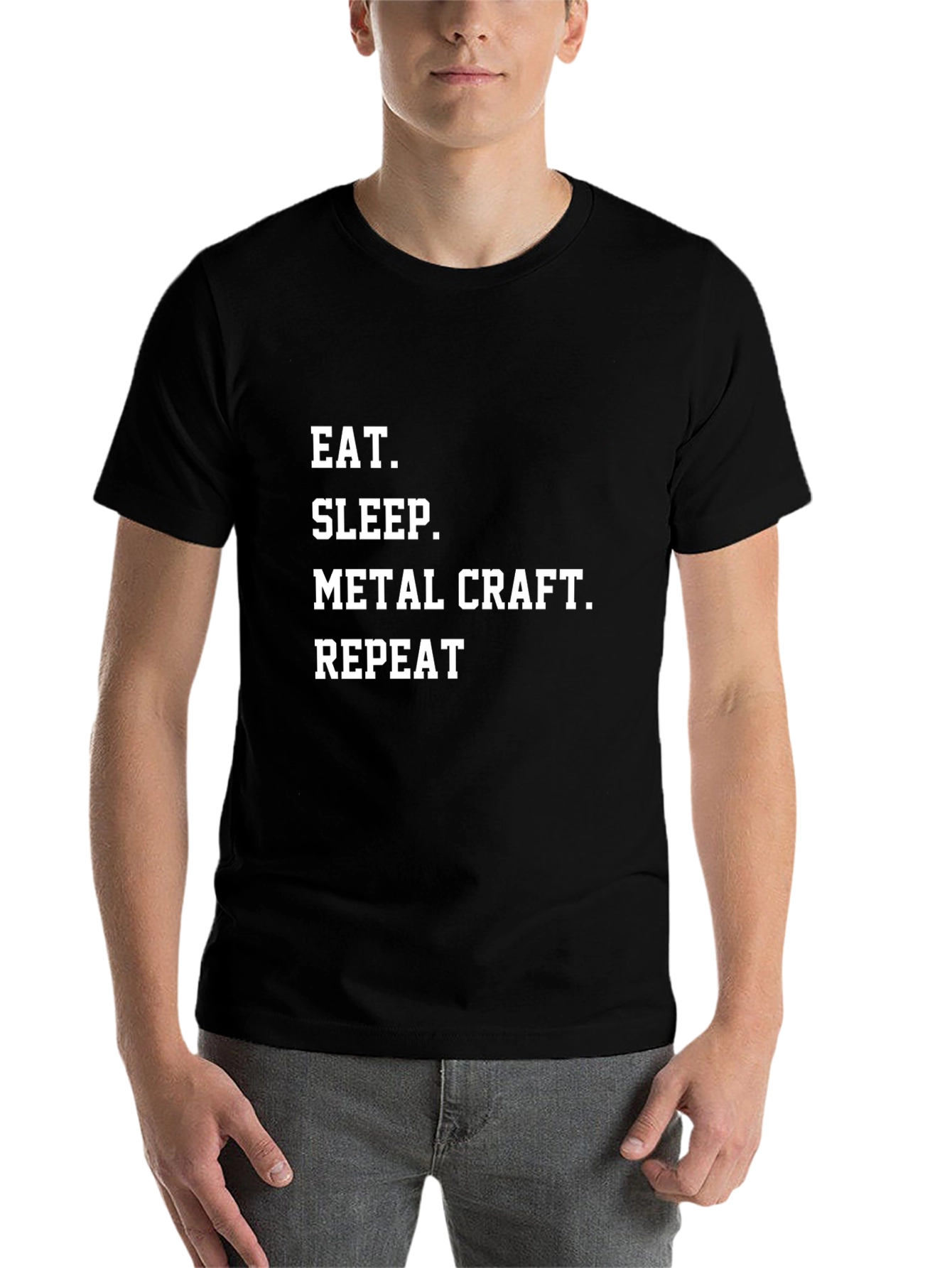 Black Eat Sleep Metal Craft Repeat Black T-Shirt view 7