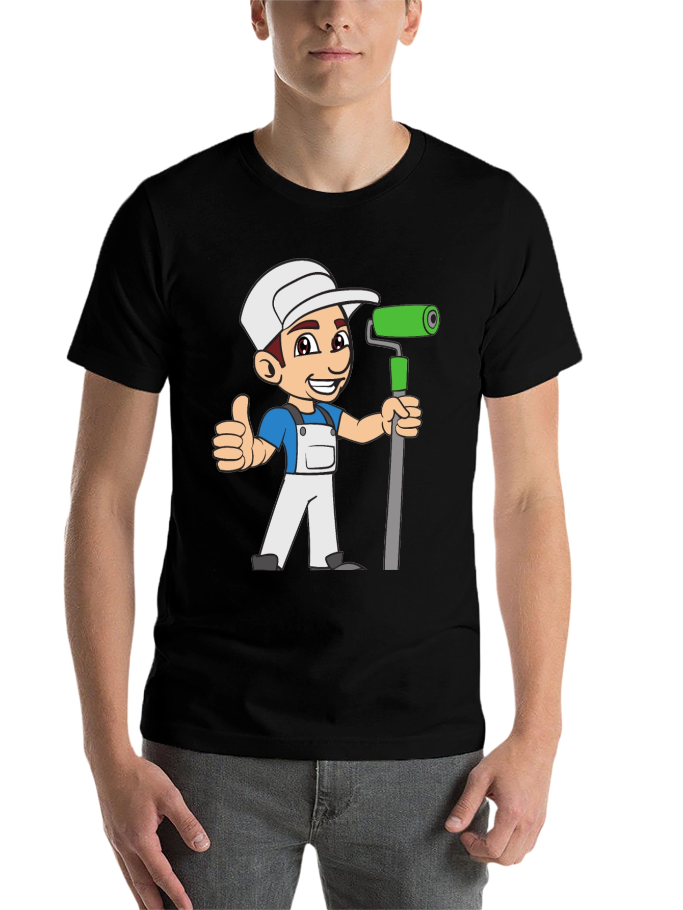 Black Painter Cartoon Graphic T-Shirt view 7