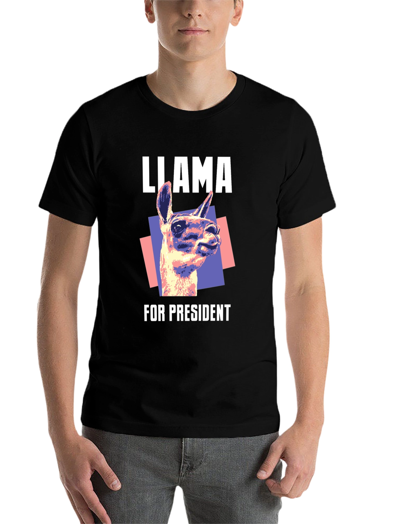 Black Llama For President Graphic T-Shirt view 7