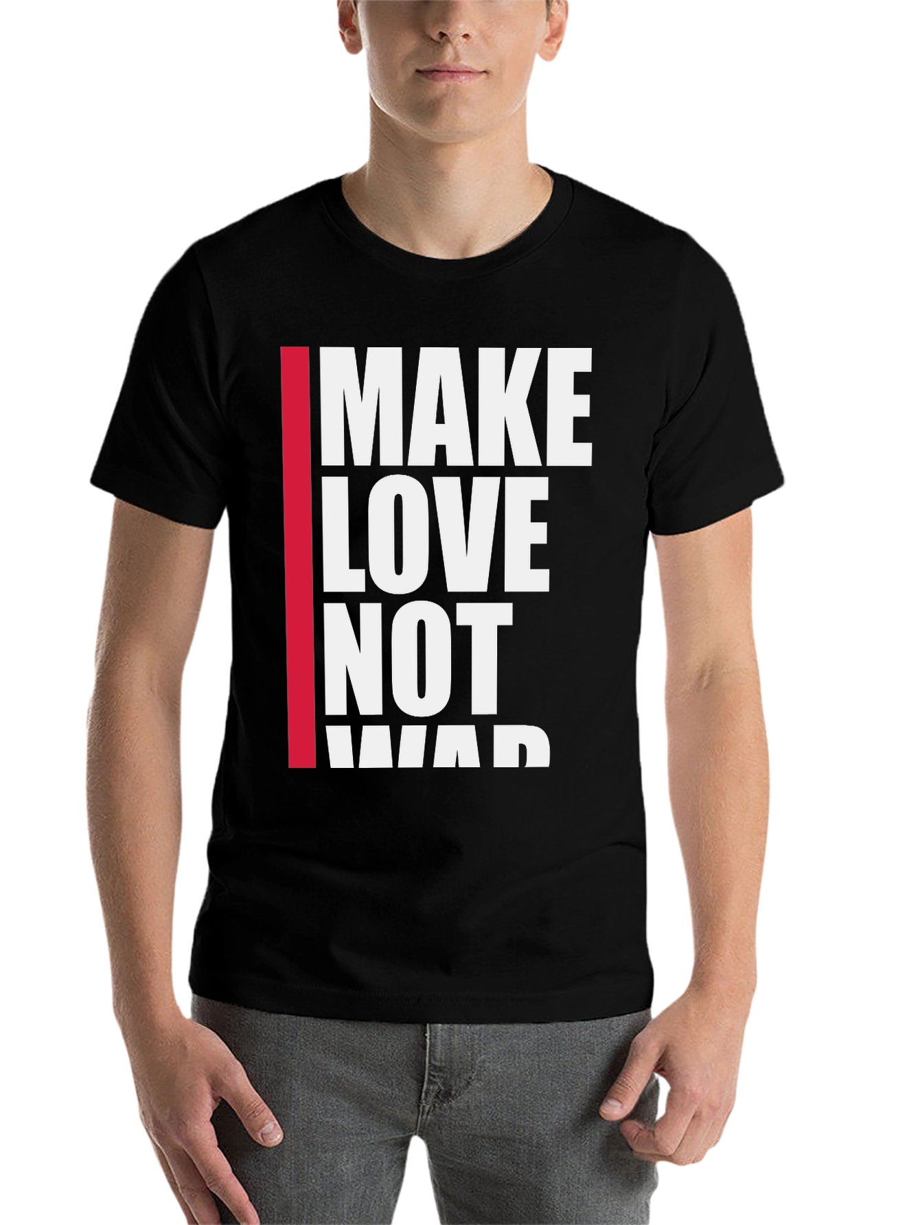 Black Make Love Not War Graphic Tee - Black view 7
