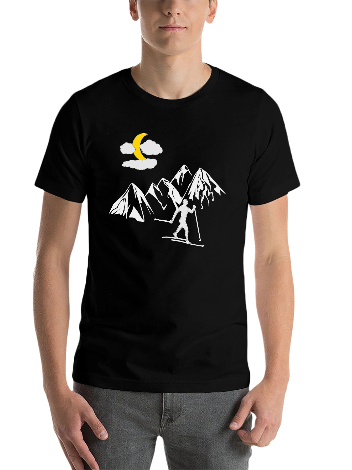Skiing in Moonlight Graphic Tee - 7