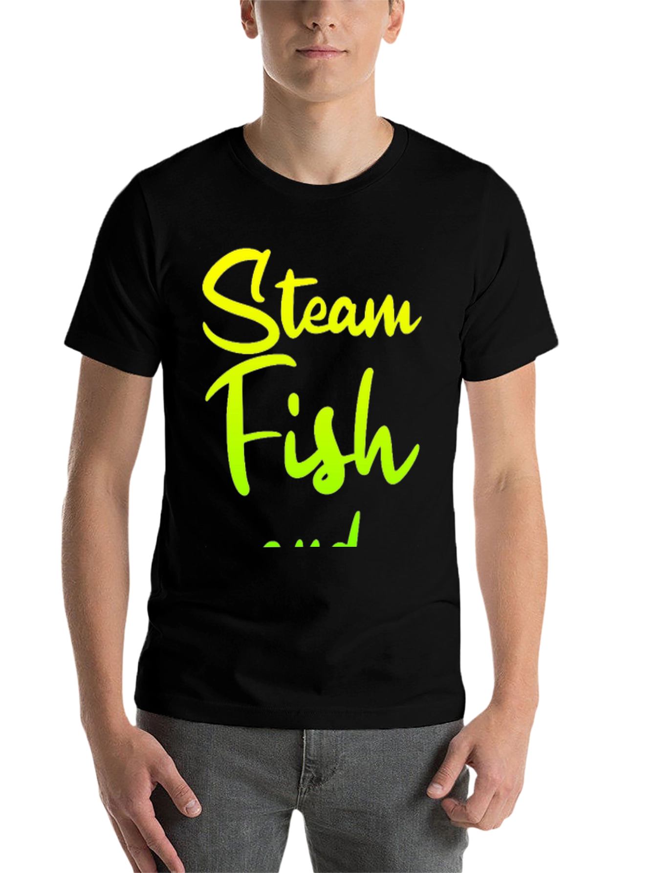 Black Steam Fish T-Shirt - Comfortable and Stylish view 7