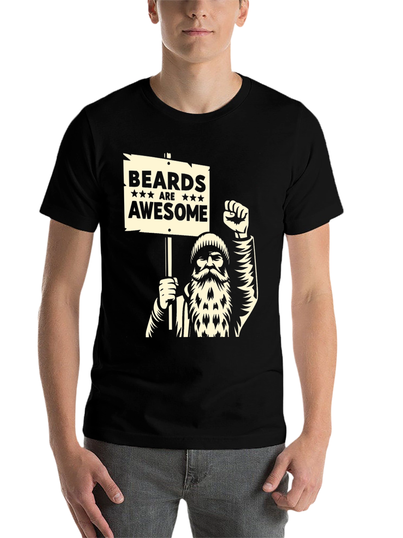 Black Beards Are Awesome T-Shirt - Black Graphic Tee view 7
