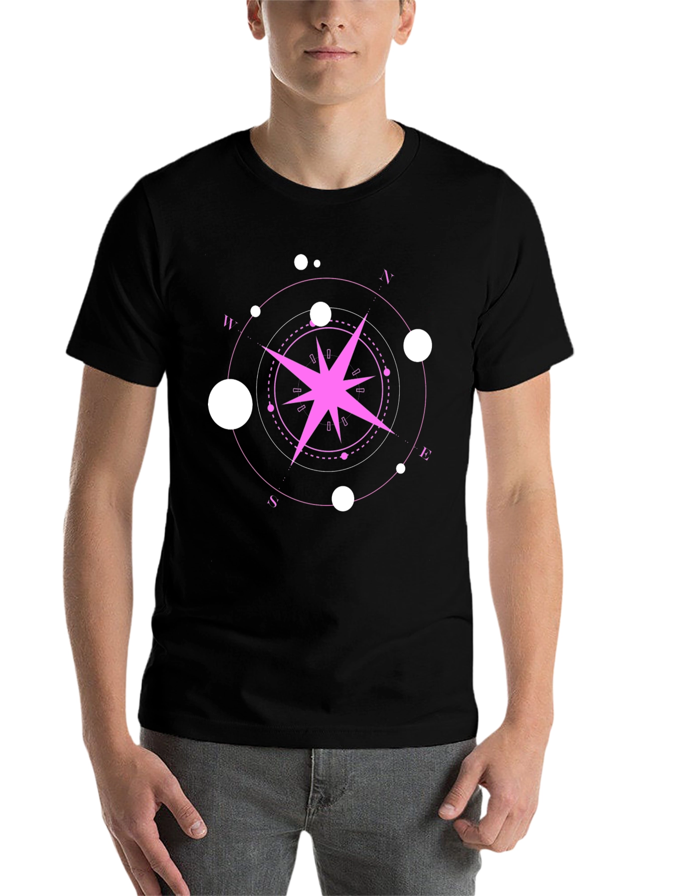 Black Compass Rose Graphic Tee - Black view 7