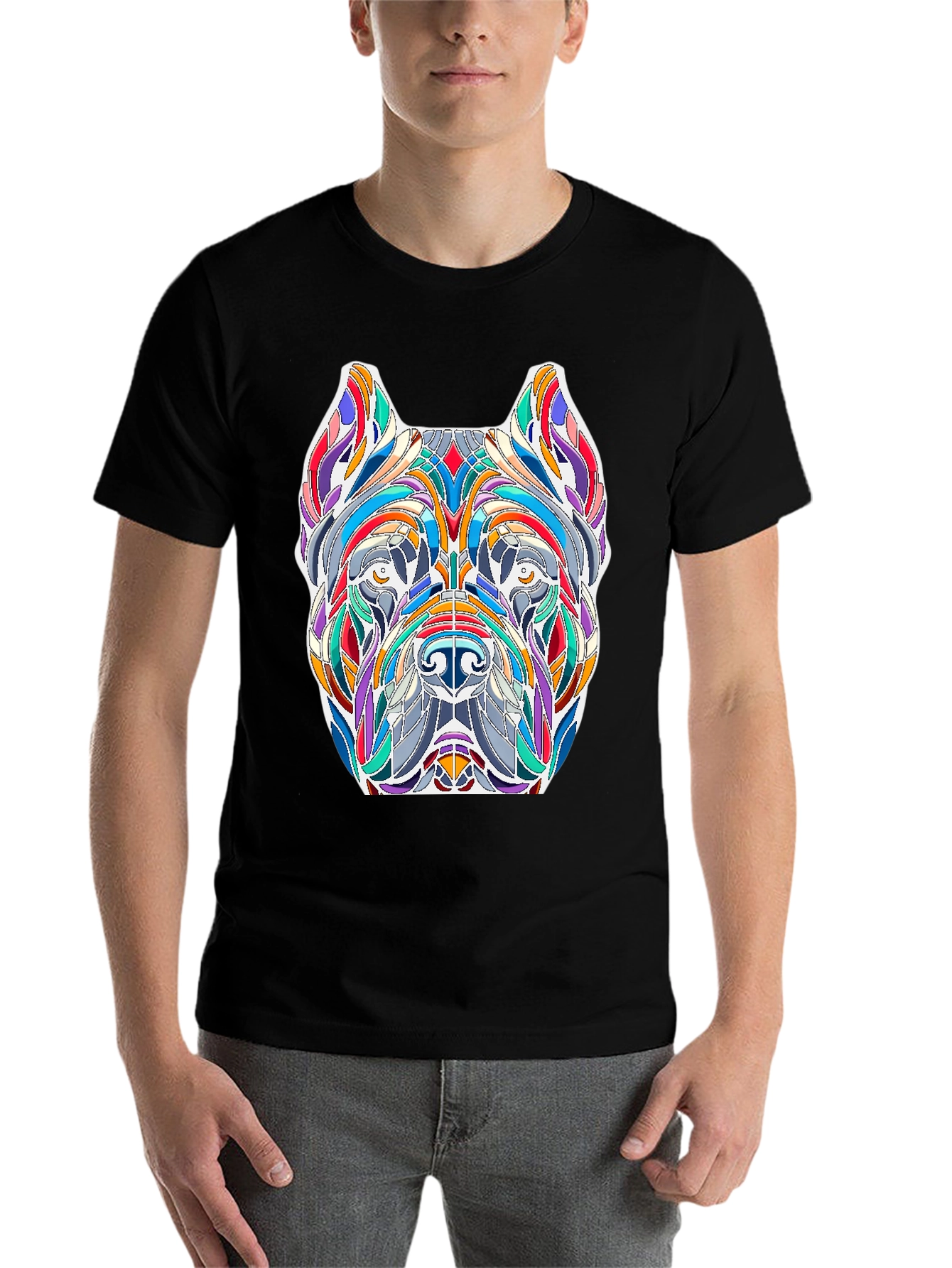 Black Abstract Dog Art T-Shirt - Unique Graphic Tee view 7