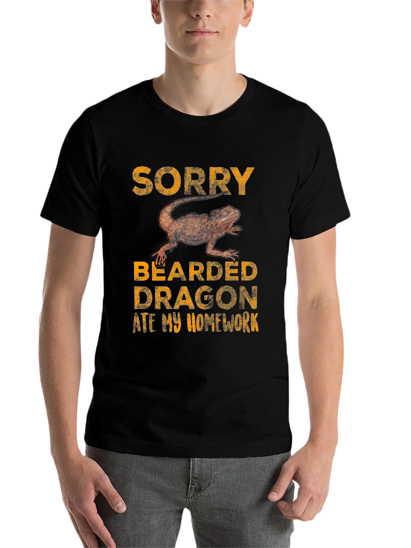 Black Funny Bearded Dragon Ate Homework T-Shirt view 7