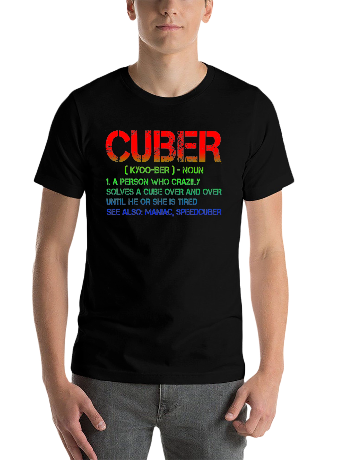 Black CUBER Definition Black T-Shirt - For Puzzle Lovers view 7