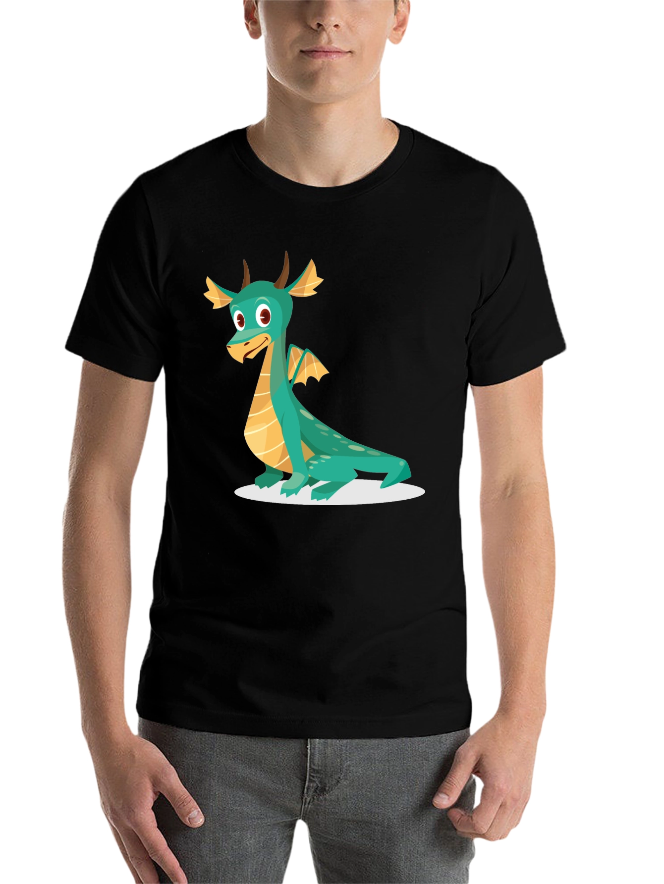 Black Dragon Graphic Tee - Cute Cartoon Design, Soft Cotton Shirt view 7