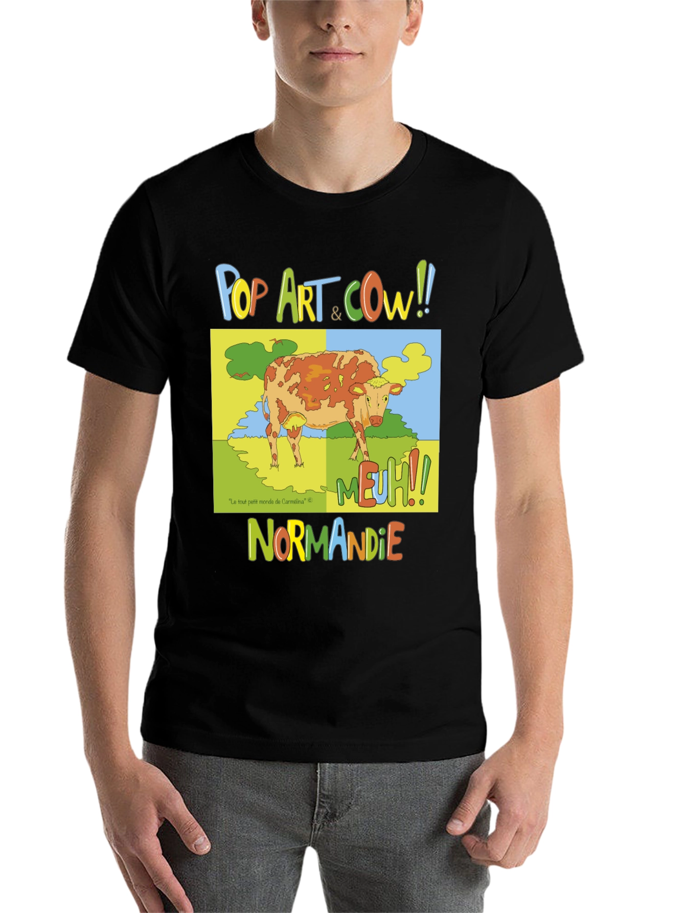 Black Pop Art Cow Graphic T-Shirt - Normandy Edition view 7