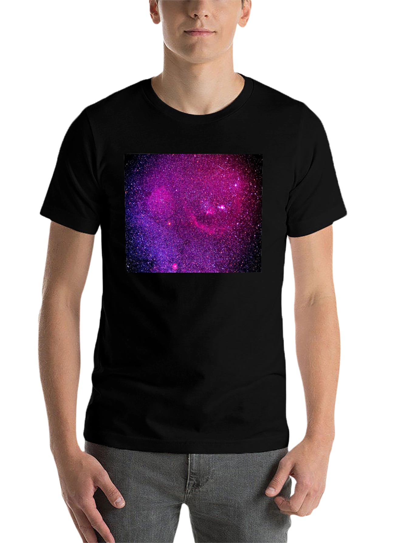 Black Galaxy Print Black T-Shirt view 7