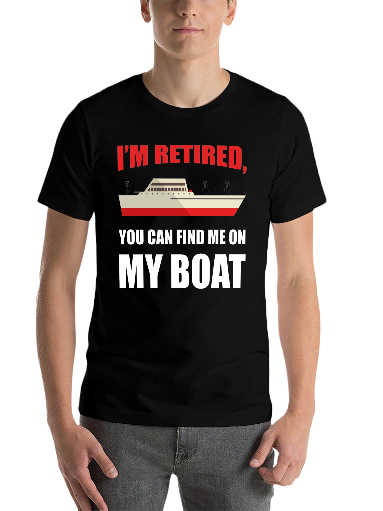 Black Retired Boat Lover T-Shirt view 7