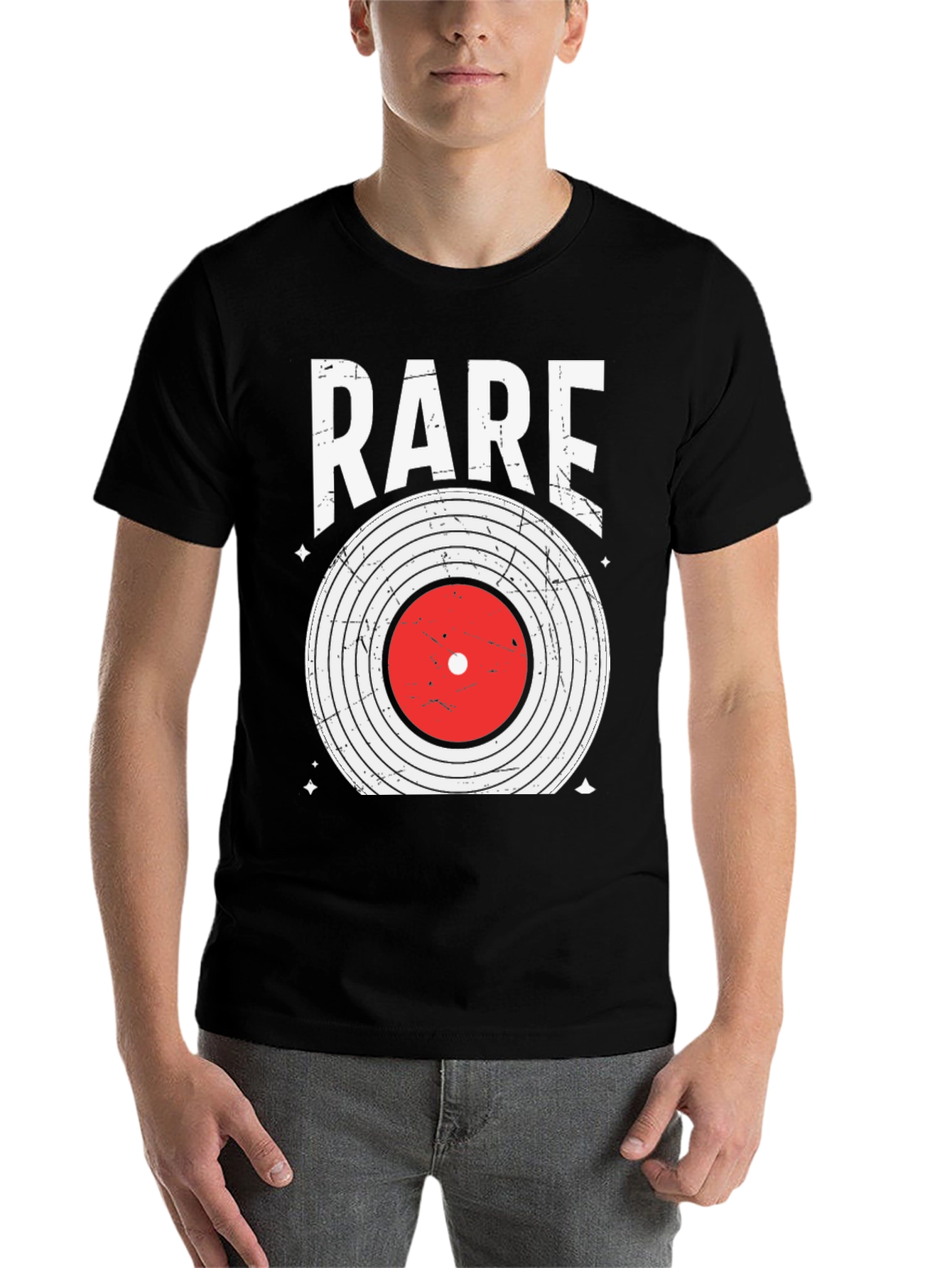 Black Rare Vinyl Record Graphic Tee - Black Cotton Blend Shirt view 7