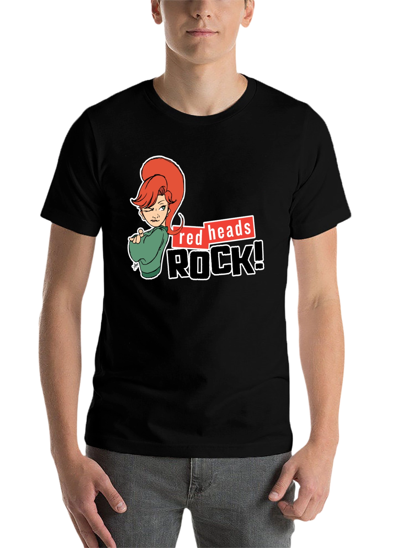 Black Redheads Rock! Graphic T-Shirt view 7