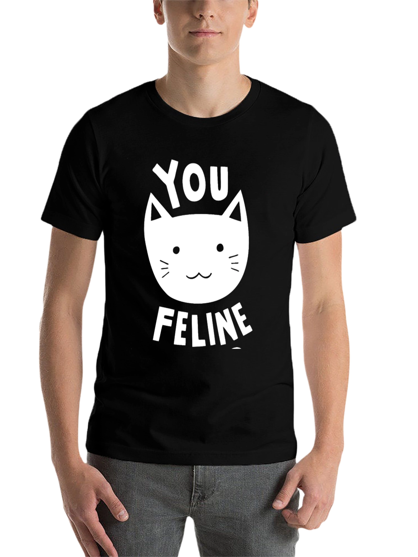 Black You Feline T-Shirt - Black Graphic Tee view 7