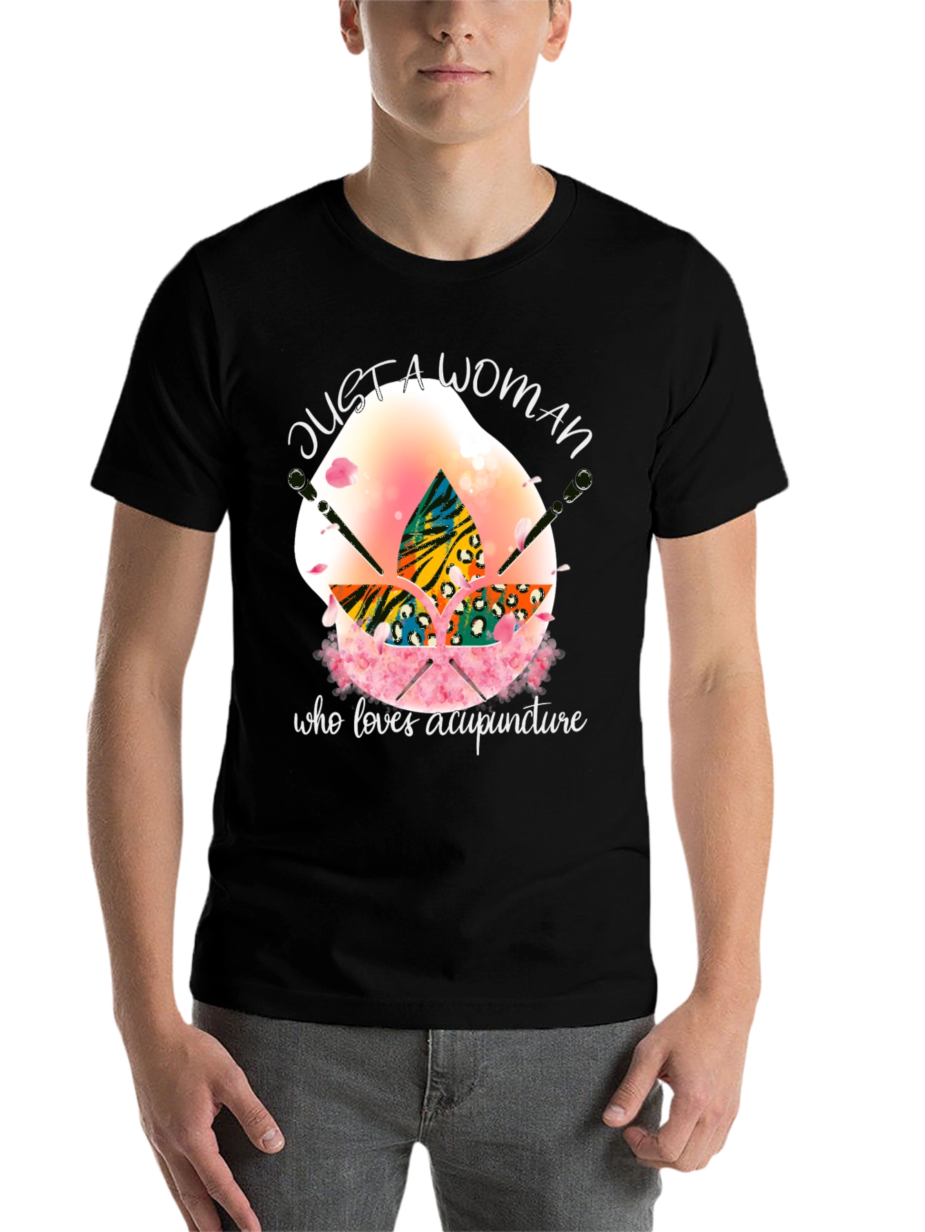 Black Acupuncture Lover T-Shirt - Just a Woman view 7