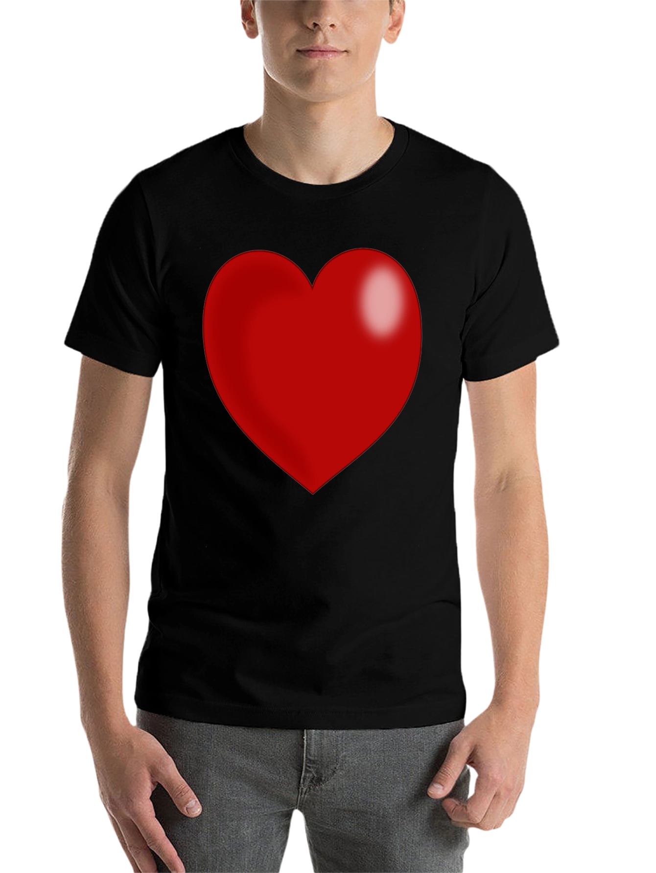 Black Red Heart Graphic Print Black T-Shirt view 7