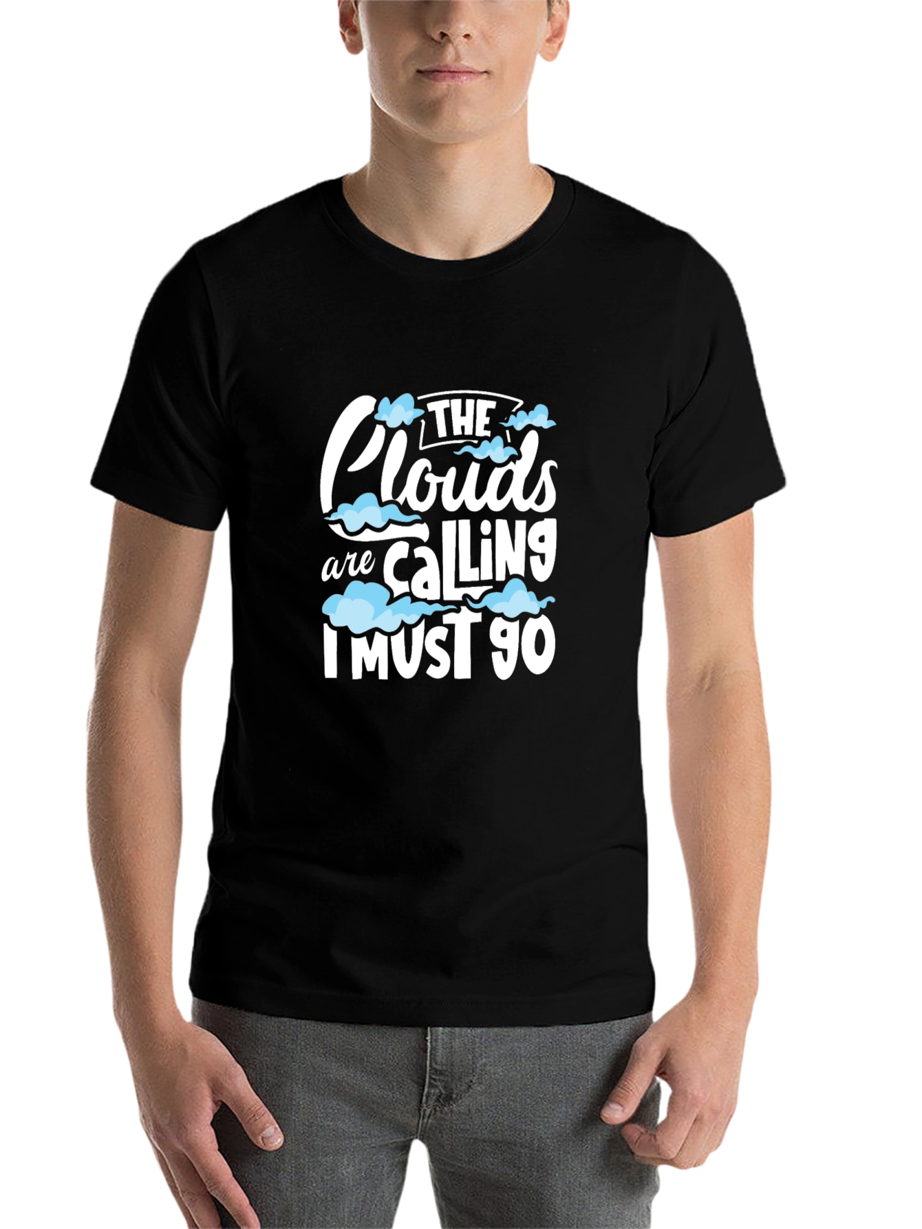 Black The Clouds are Calling Graphic T-Shirt view 7