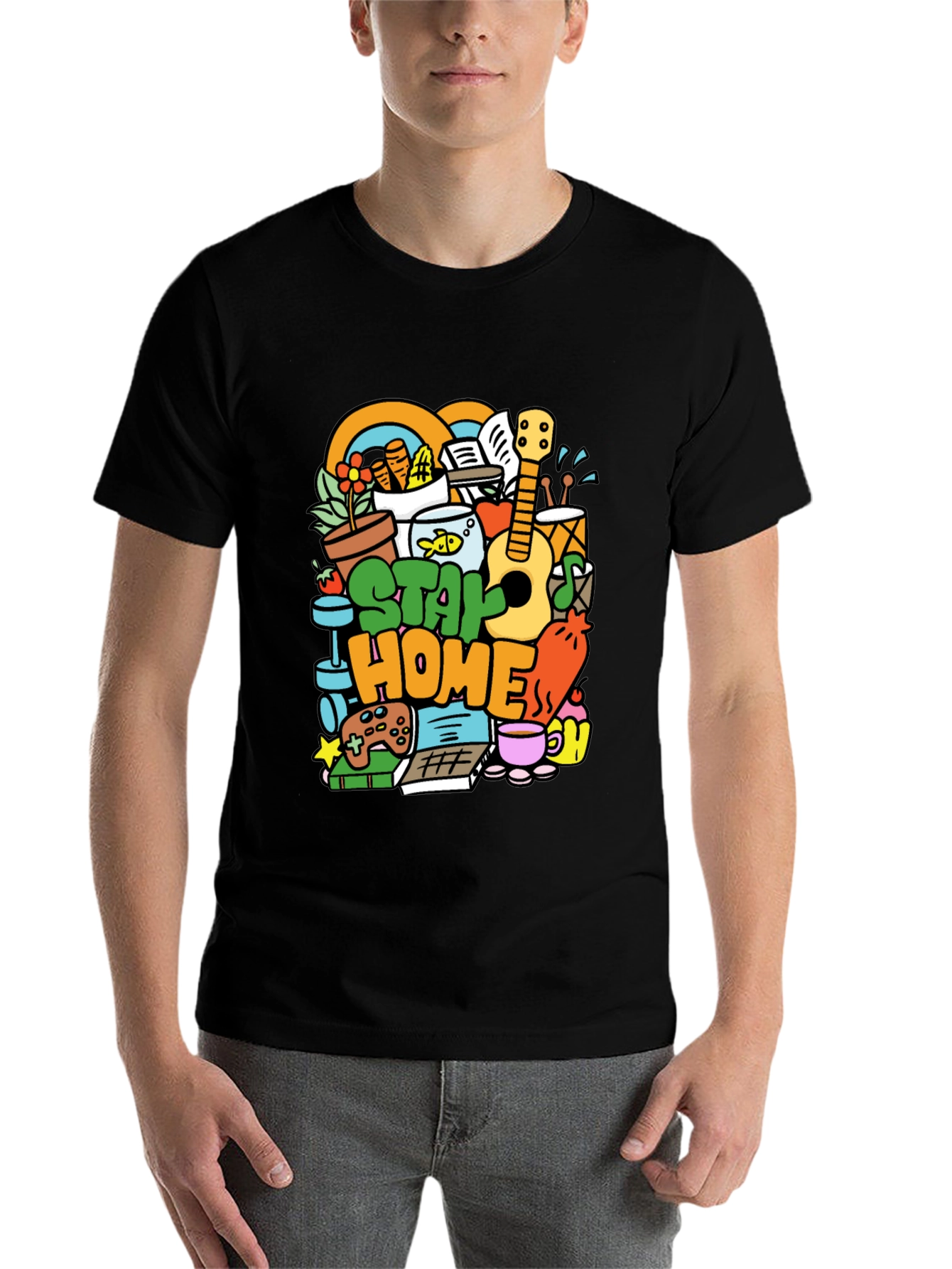 Black Stay Home Graphic T-Shirt - Cozy & Fun view 7