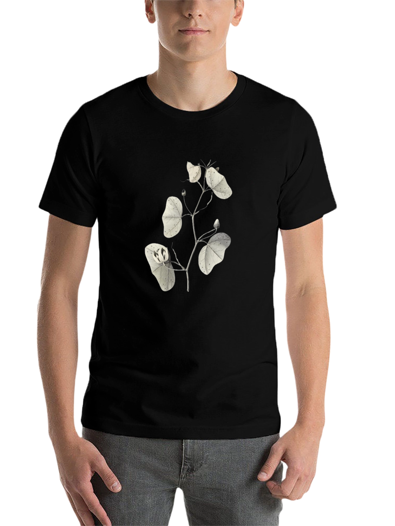 Black Botanical Print Black T-Shirt view 7