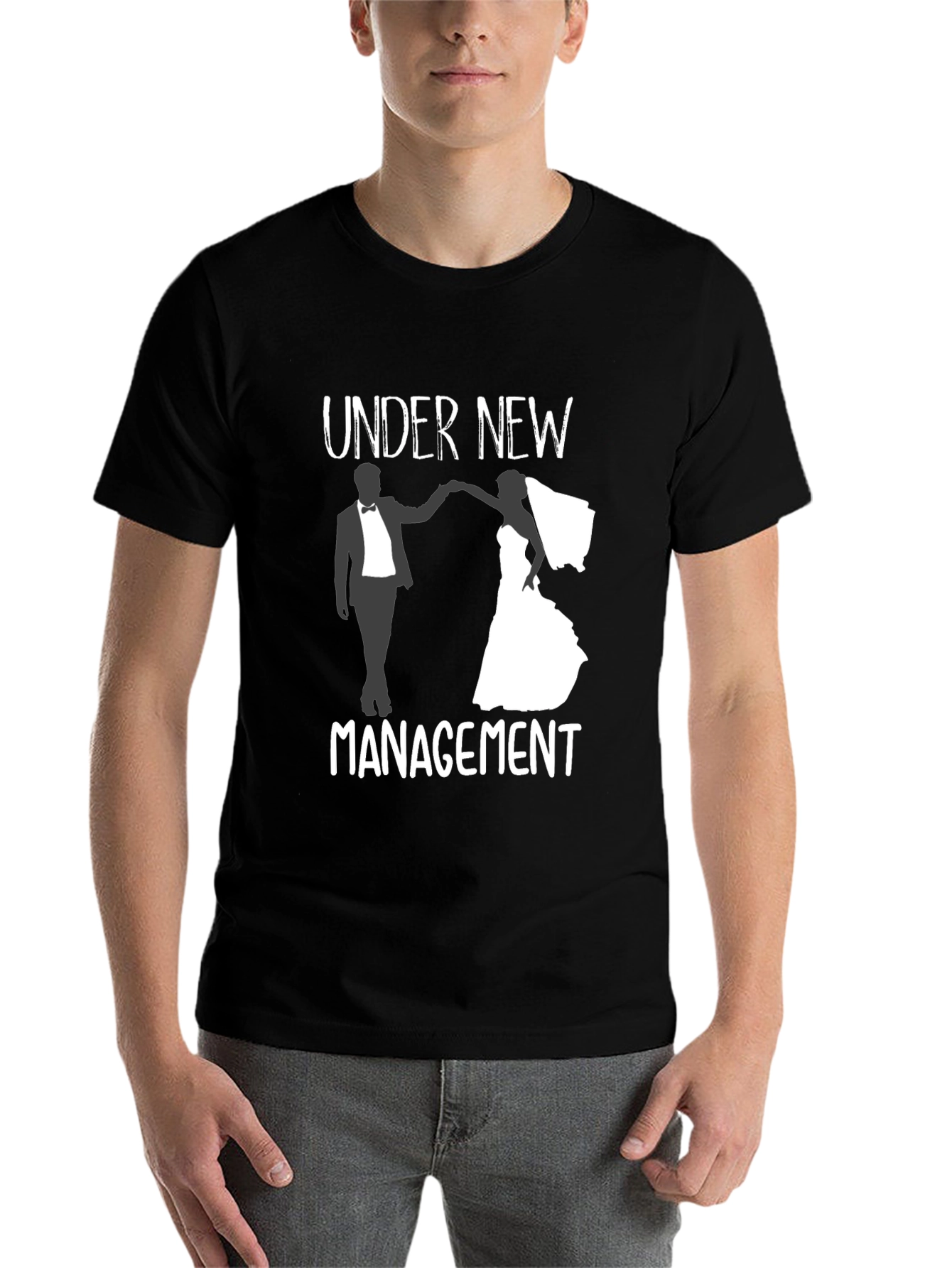 Black Under New Management Wedding T-Shirt view 7