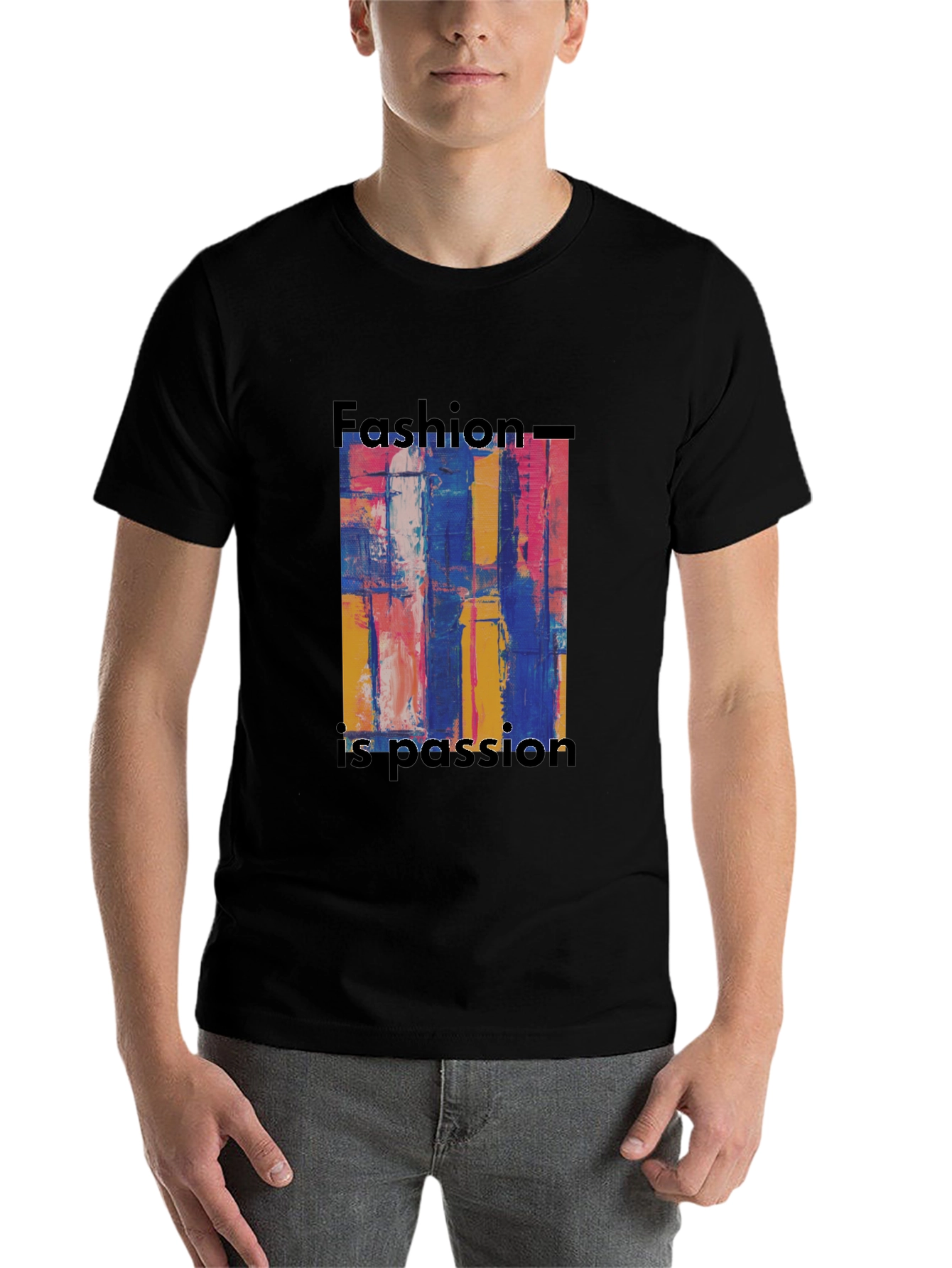 Black Abstract Art Fashion is Passion Graphic Tee view 7