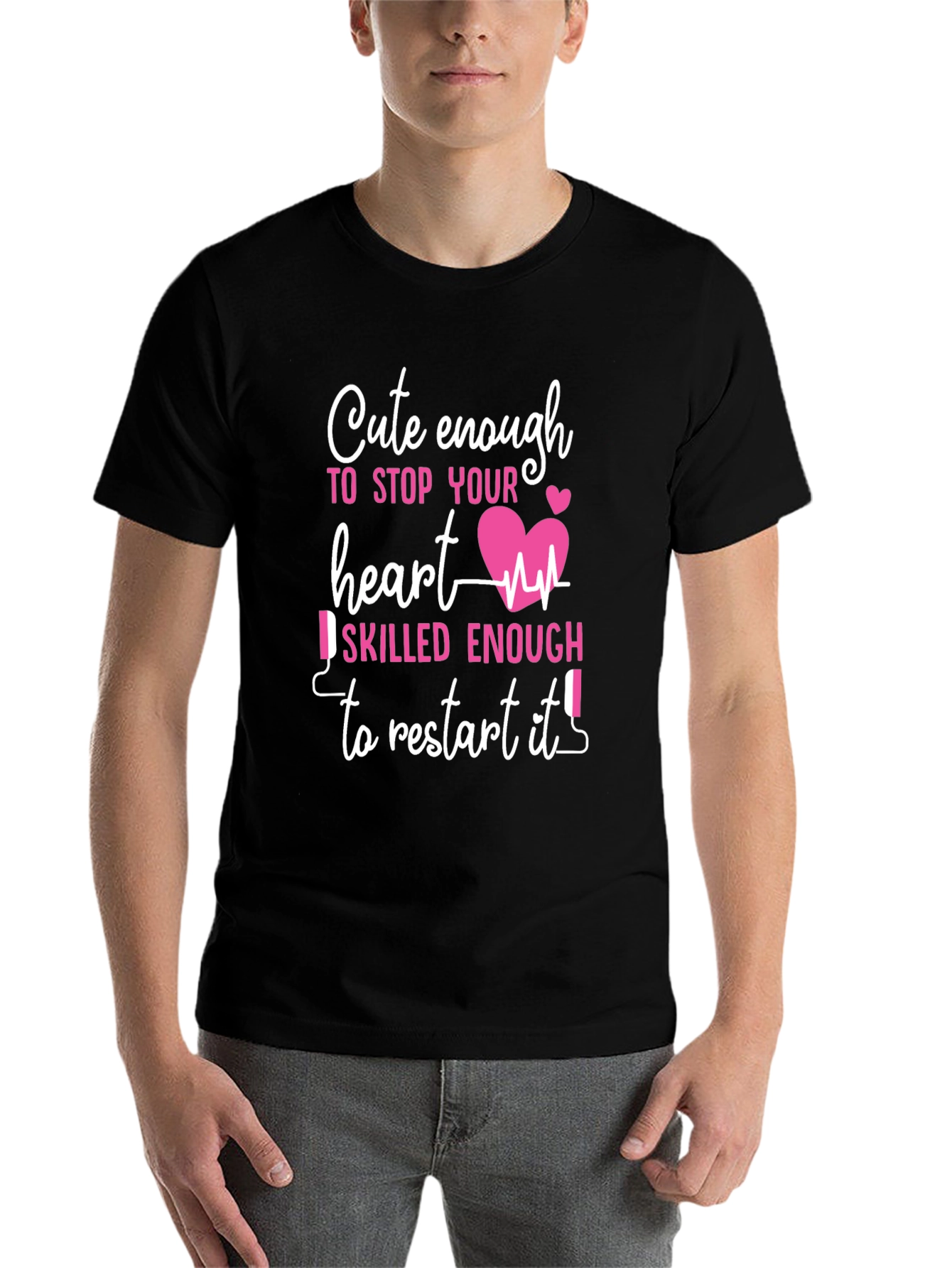 Black Cute Enough Heart Skilled Nurse T-Shirt view 7