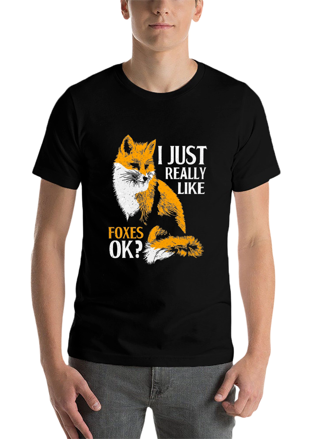 Black Fox Lover T-Shirt - I Just Really Like Foxes OK? view 7