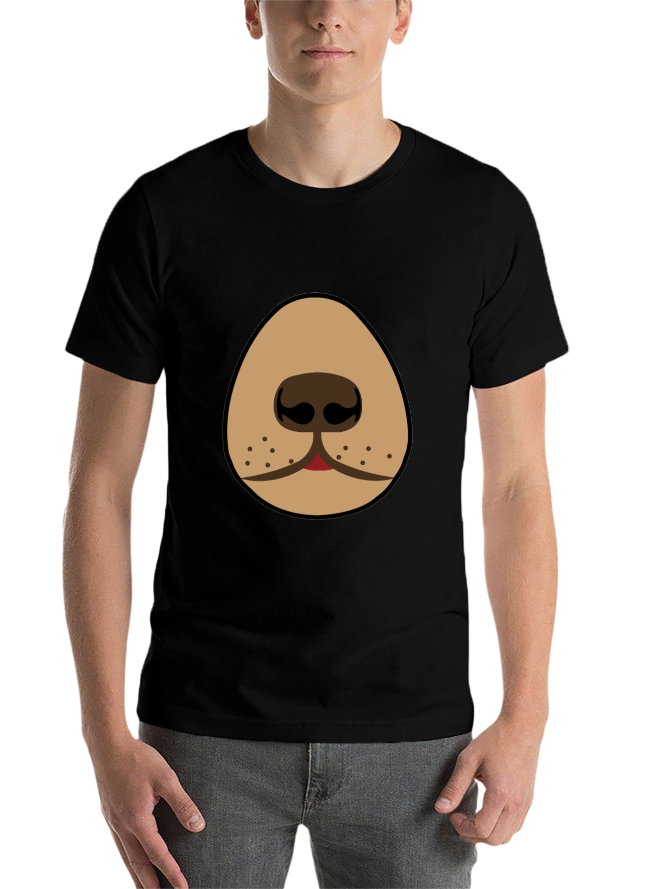 Black Funny Dog Nose Graphic T-Shirt - Black view 7