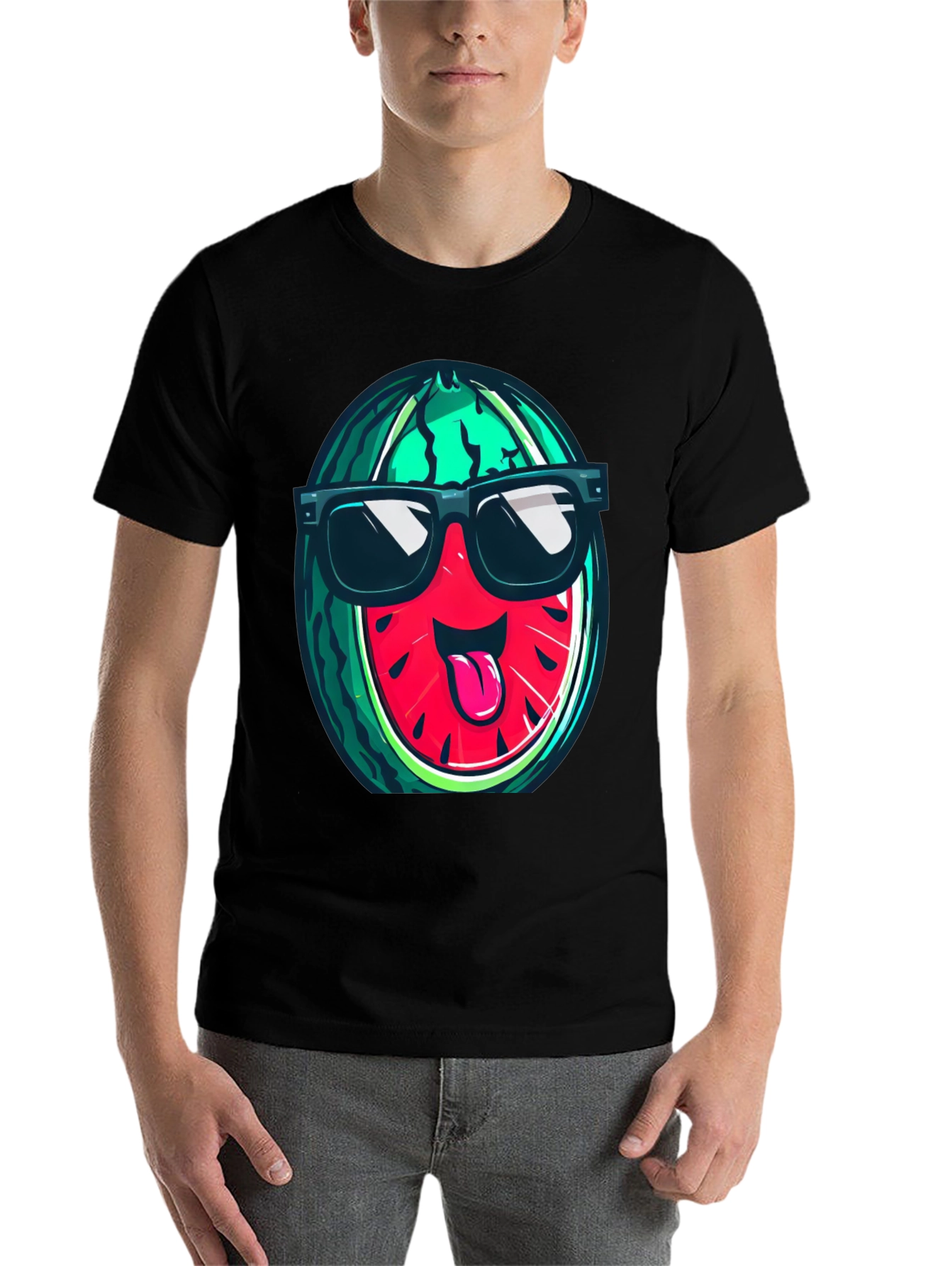 Black Cool Watermelon Graphic T-Shirt view 7