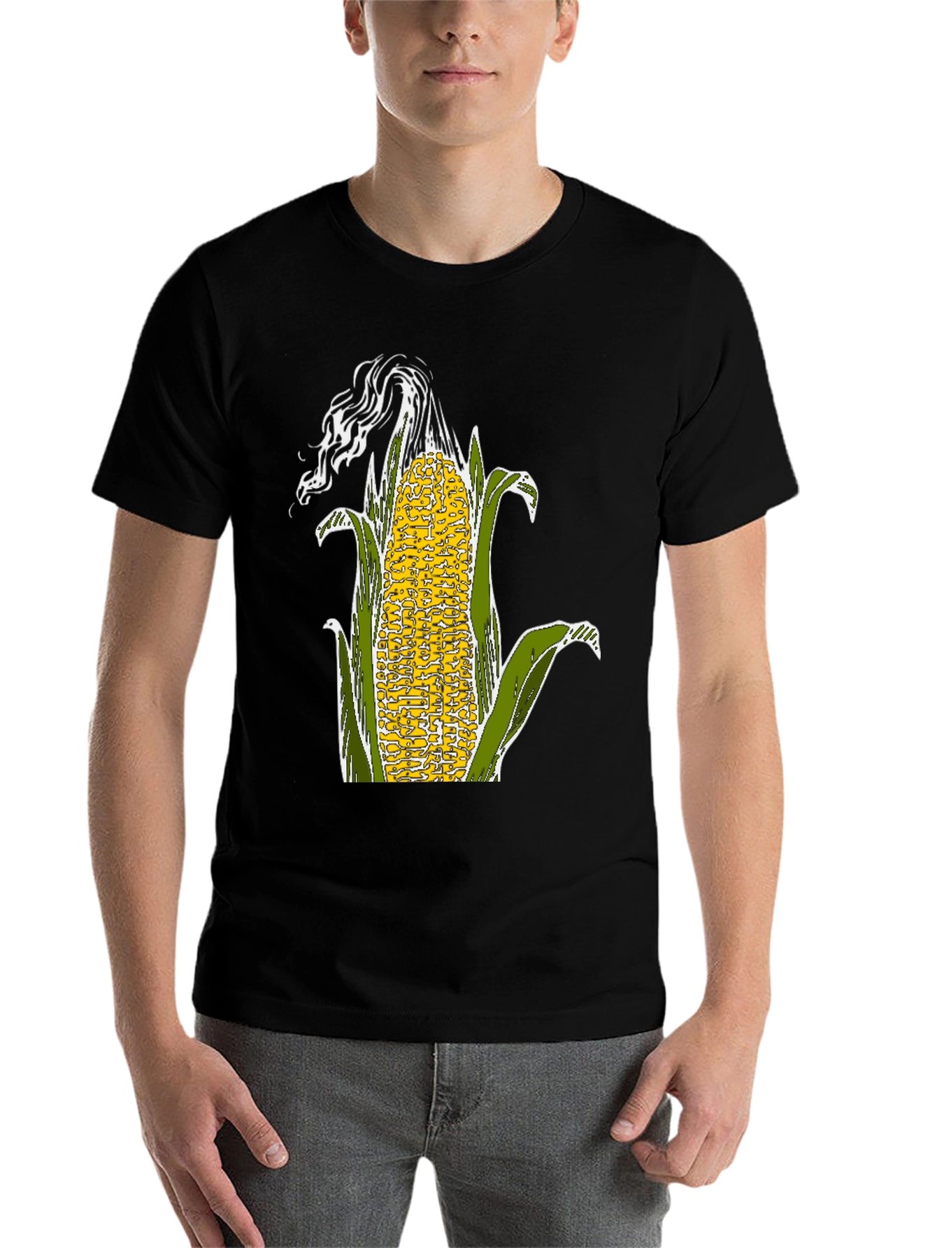 Black Corn Graphic Tee - Black Cotton Blend T-Shirt view 7