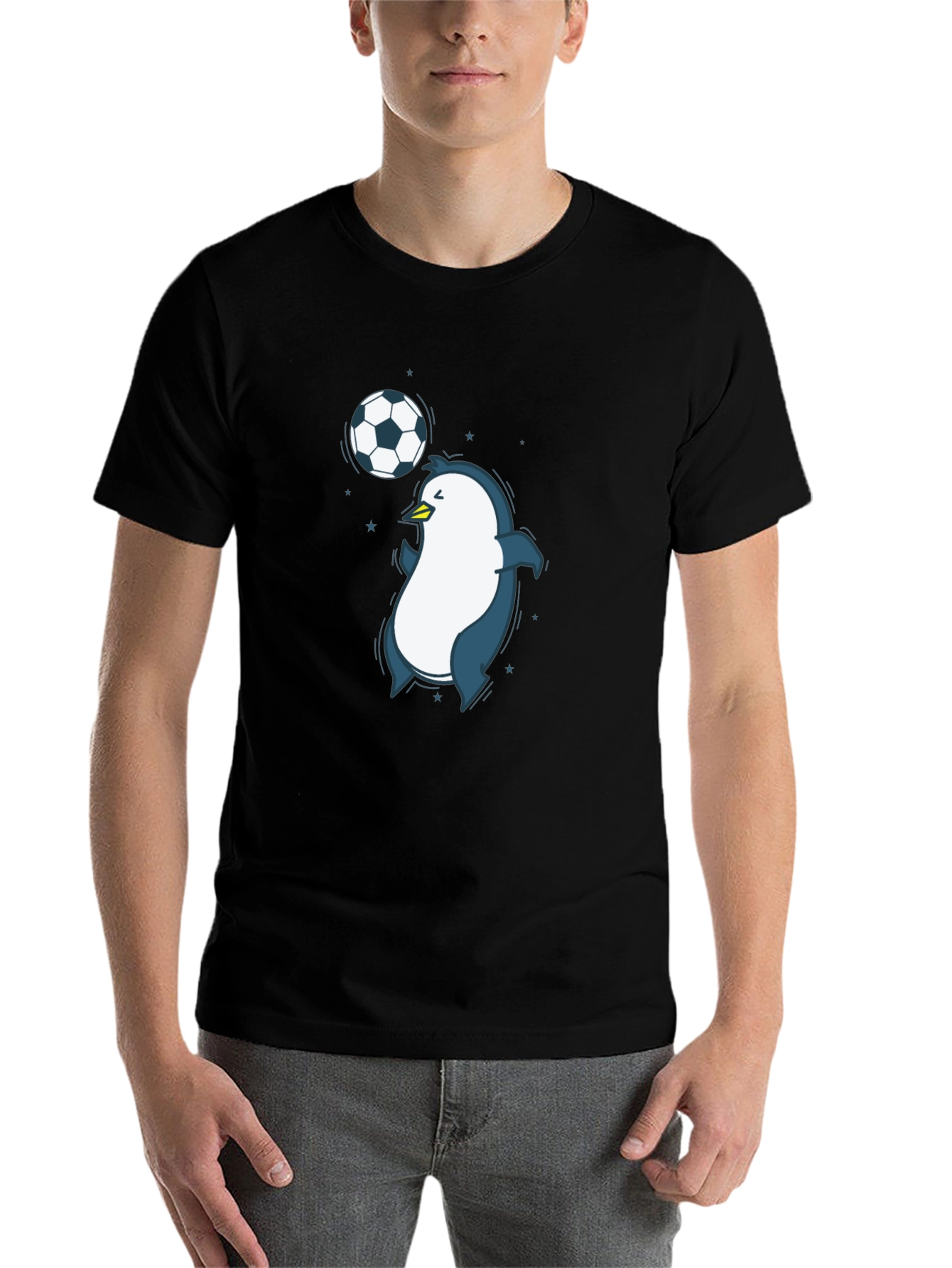 Black Penguin Soccer Graphic Tee - Black Crew Neck T-Shirt view 7