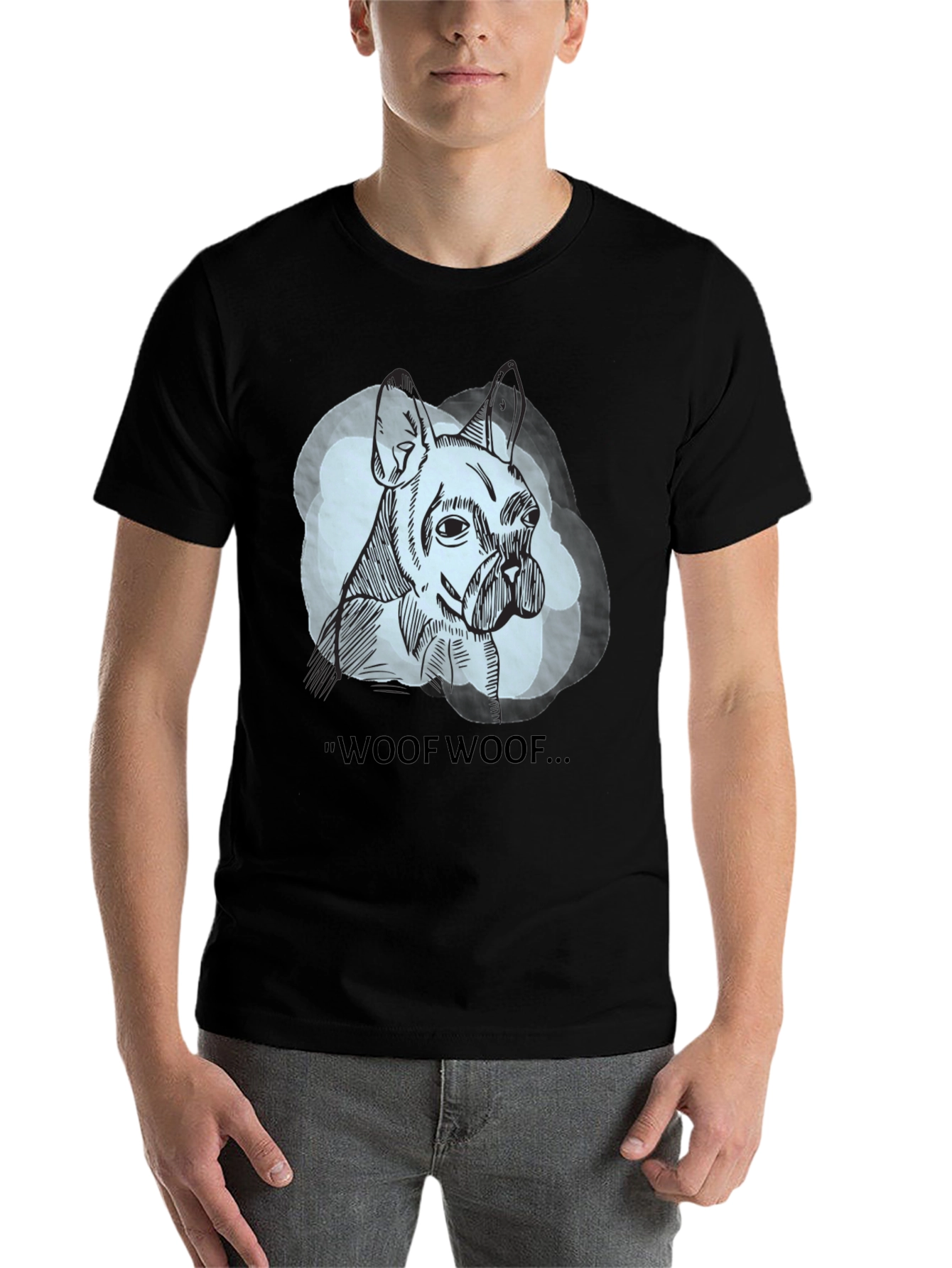 Black Woof Woof Dog Graphic Tee - Black view 7