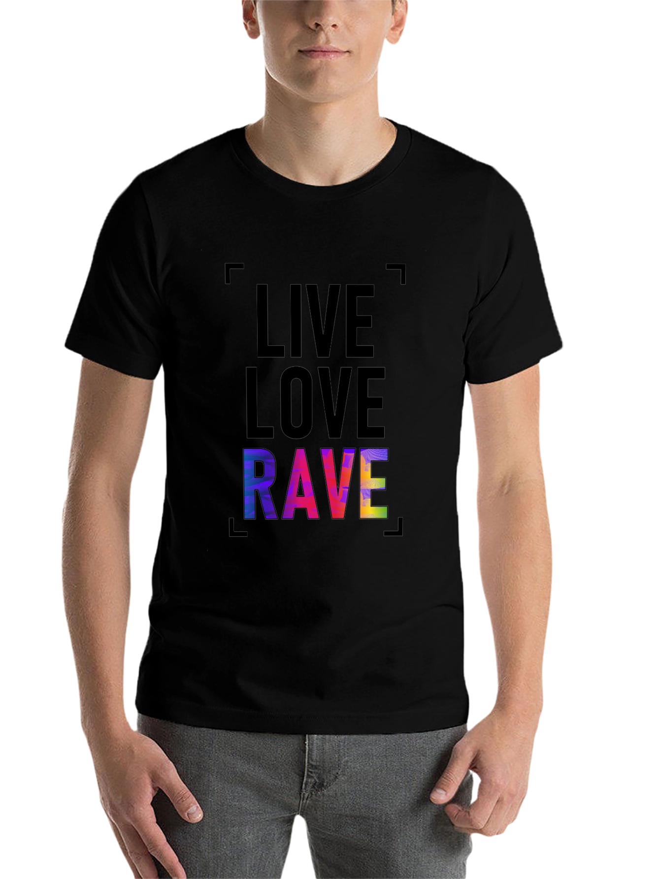 Black Live Love Rave Graphic Tee - Trendy Black T-Shirt view 7