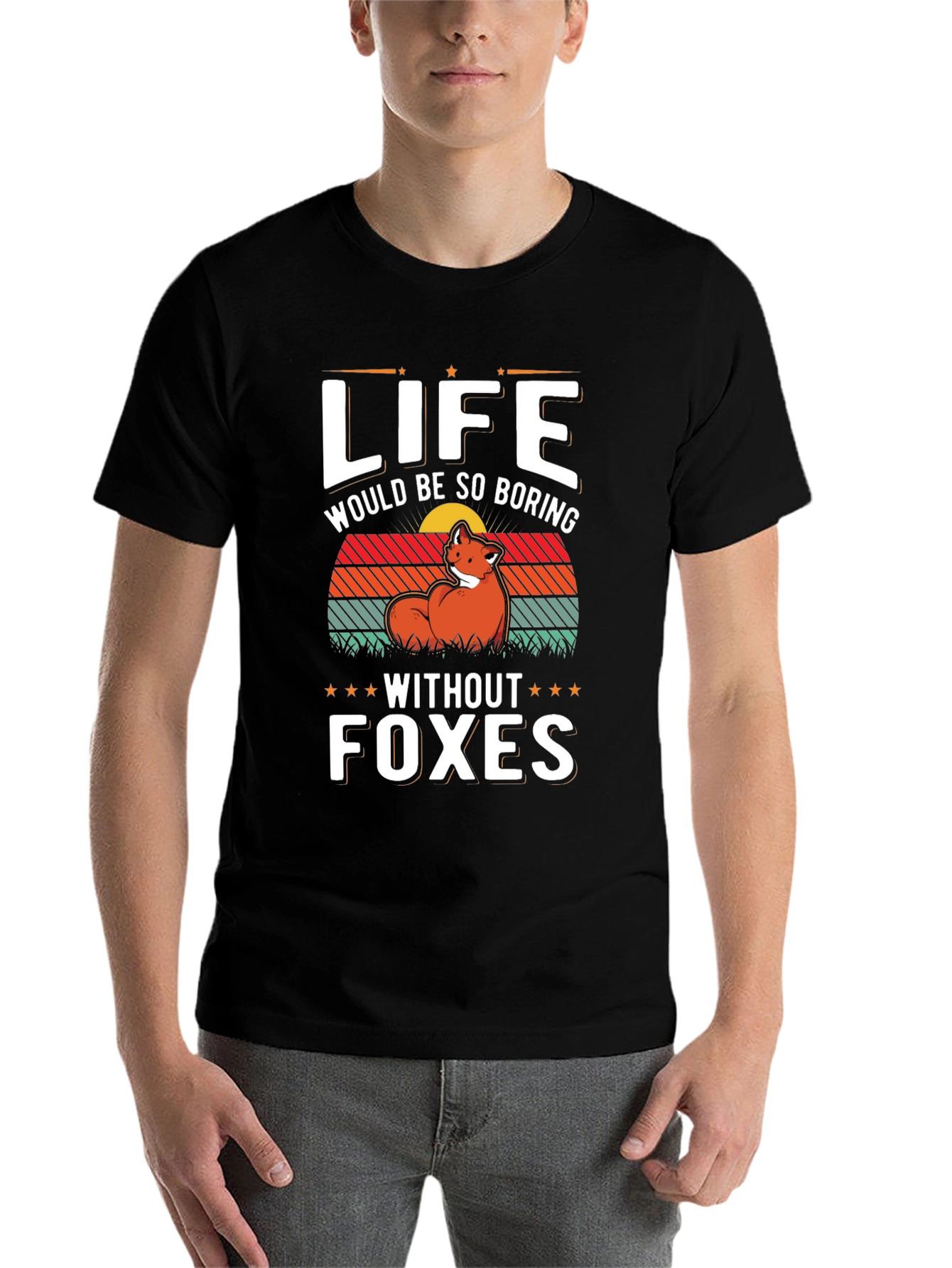Black Life Without Foxes Tee - Novelty Graphic T-Shirt view 7