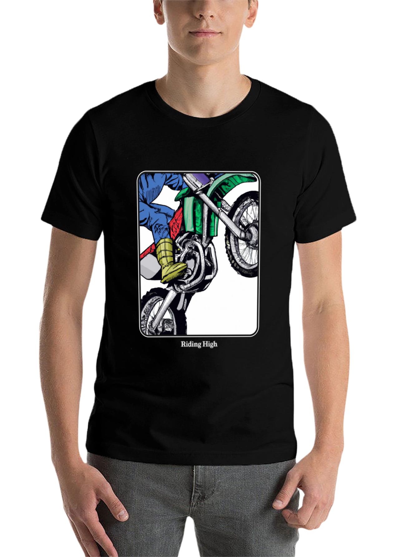 Black Riding High Motorcycle Graphic Tee - Black view 7