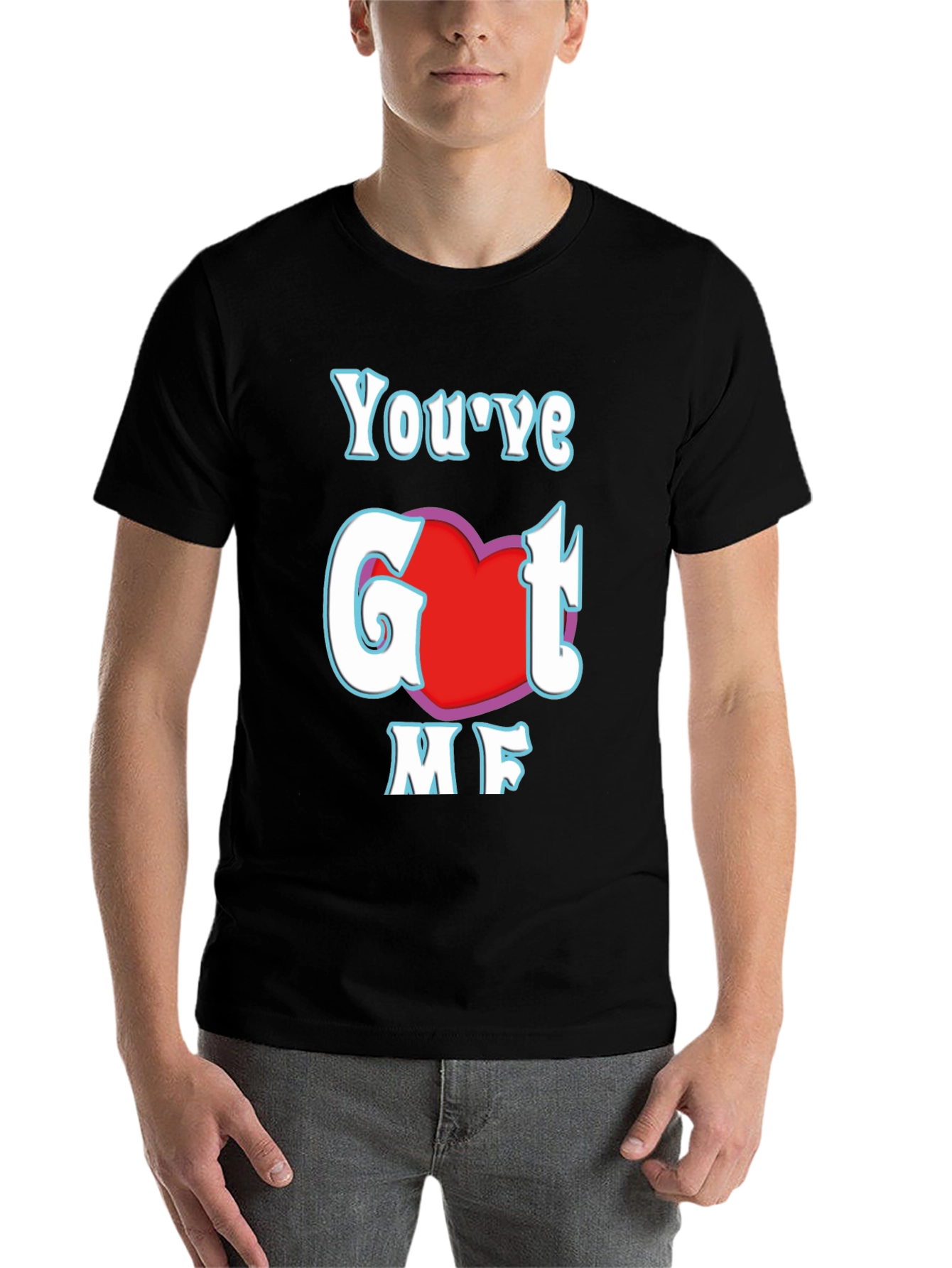 Black You've Got Me T-Shirt - Red Heart Design view 7