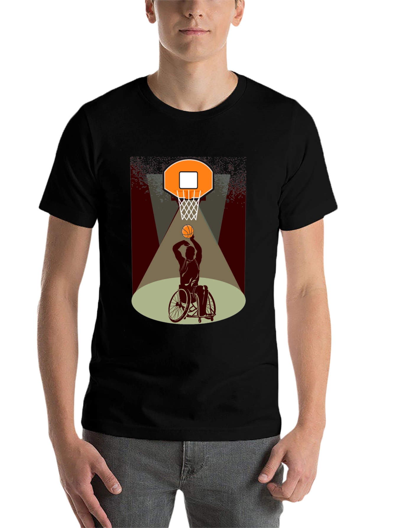 Black Wheelchair Basketball Graphic T-Shirt view 7