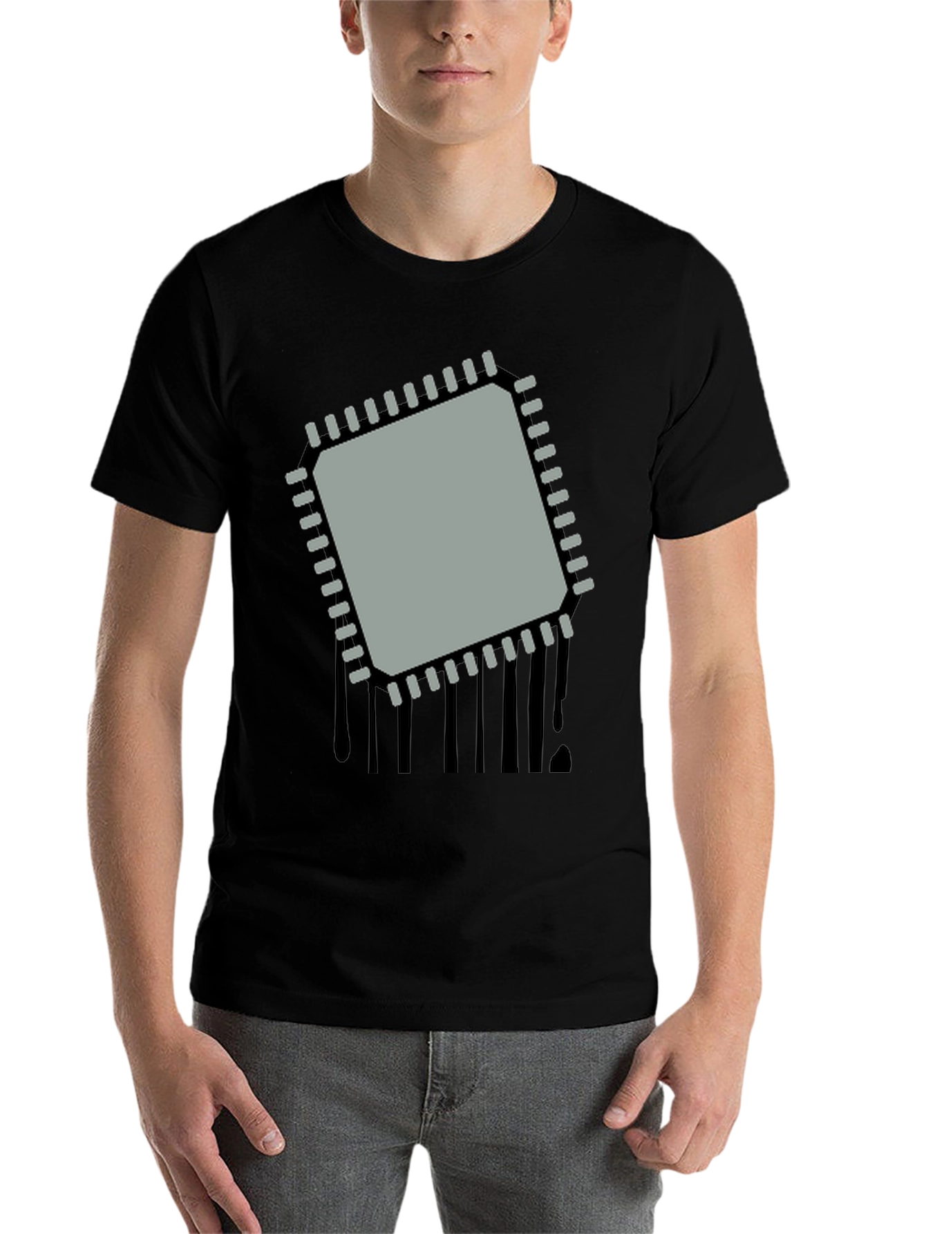 Black Tech Chip Graphic T-Shirt - Modern Geek Style view 7