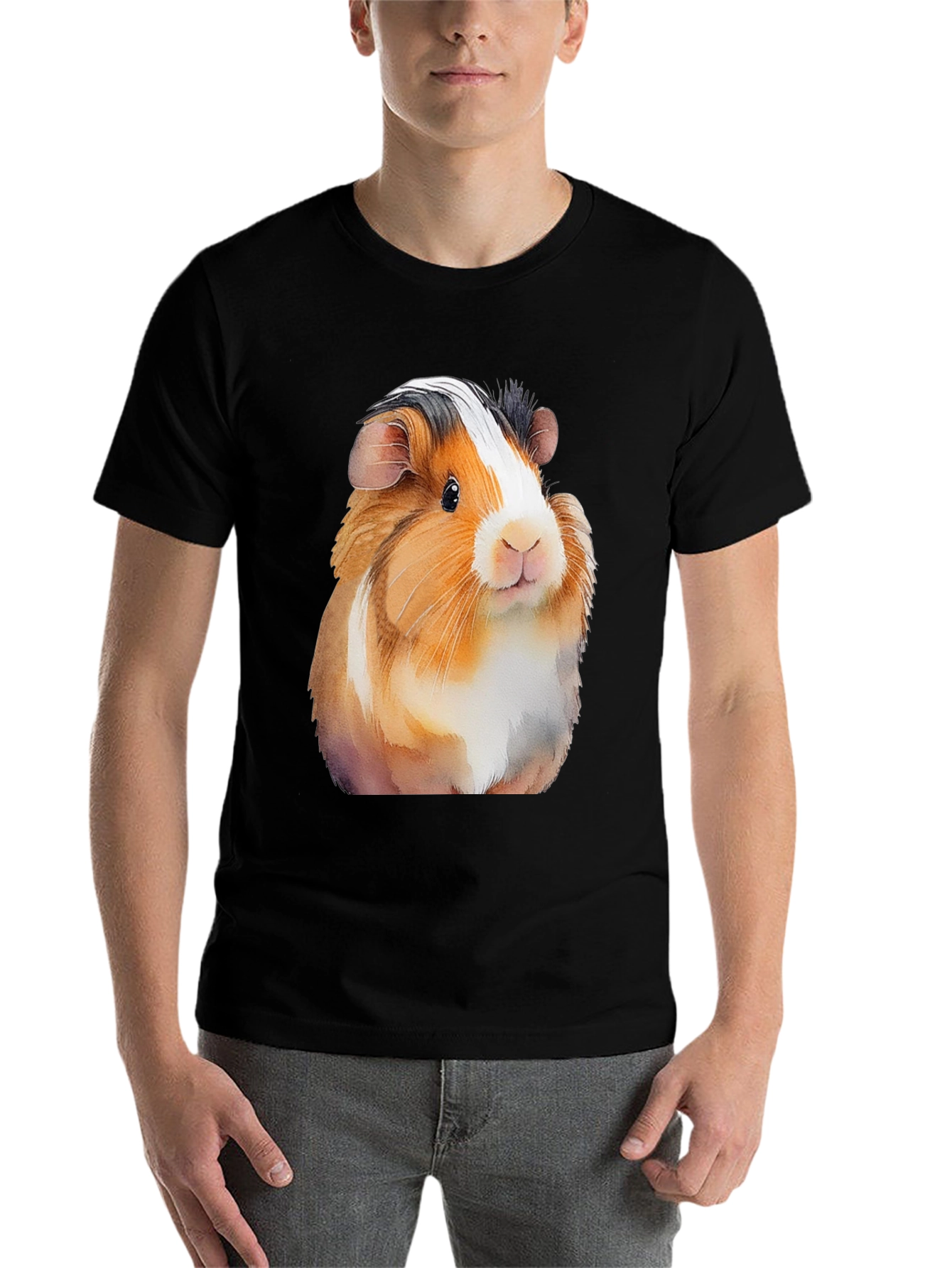 Black Guinea Pig Graphic T-Shirt - Men's Black Tee view 7