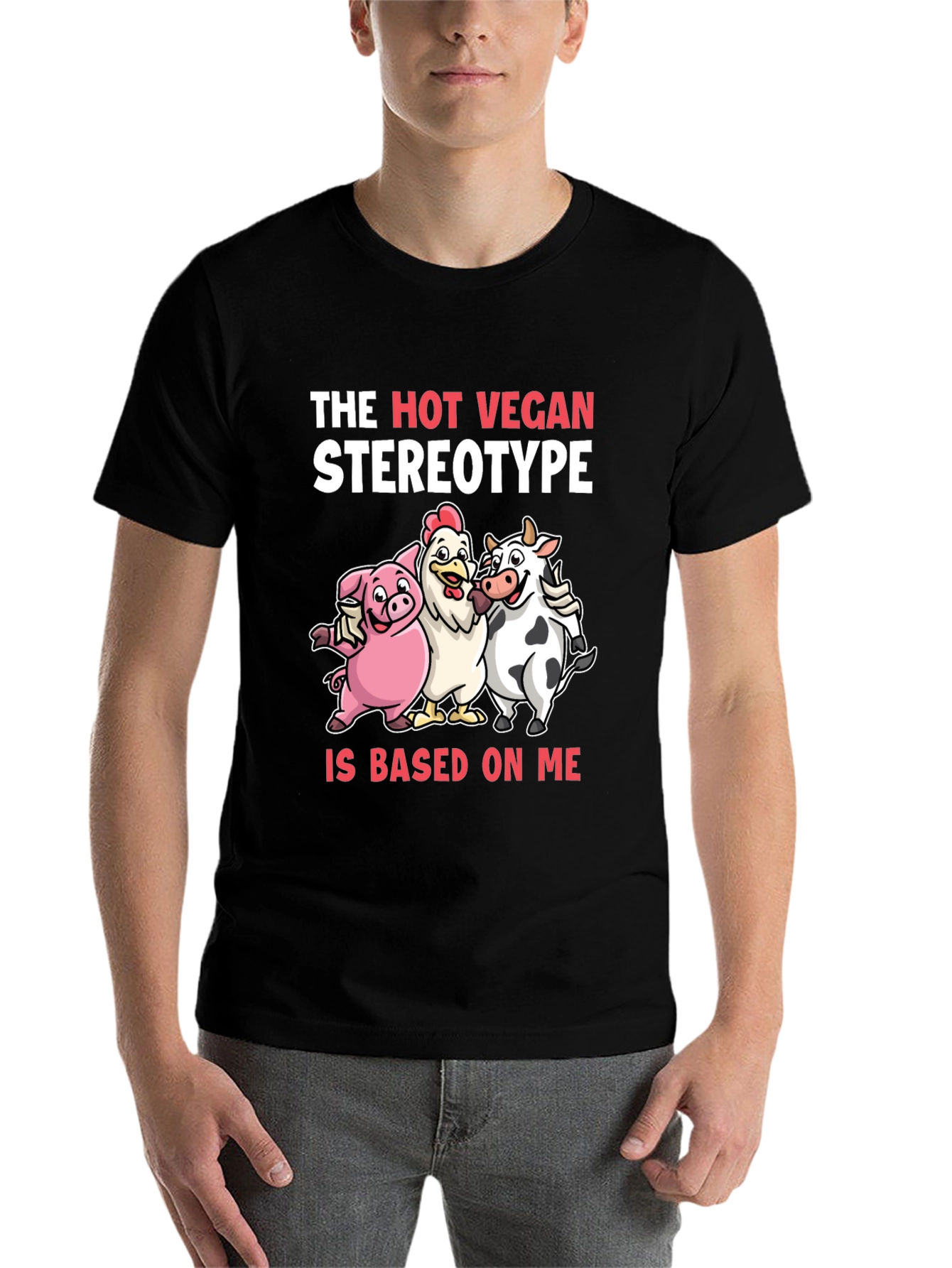 Black The Hot Vegan Stereotype Graphic T-Shirt view 7
