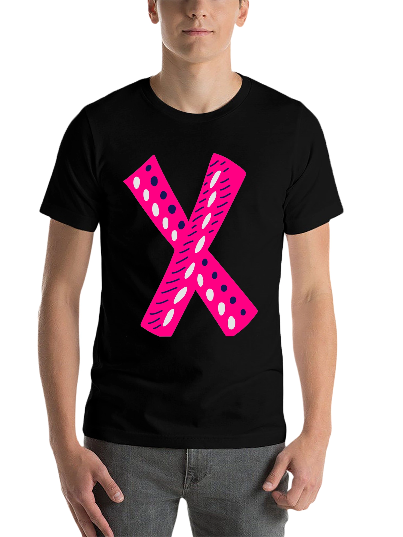 Black Pink X Graphic Tee - Casual Black T-Shirt view 7