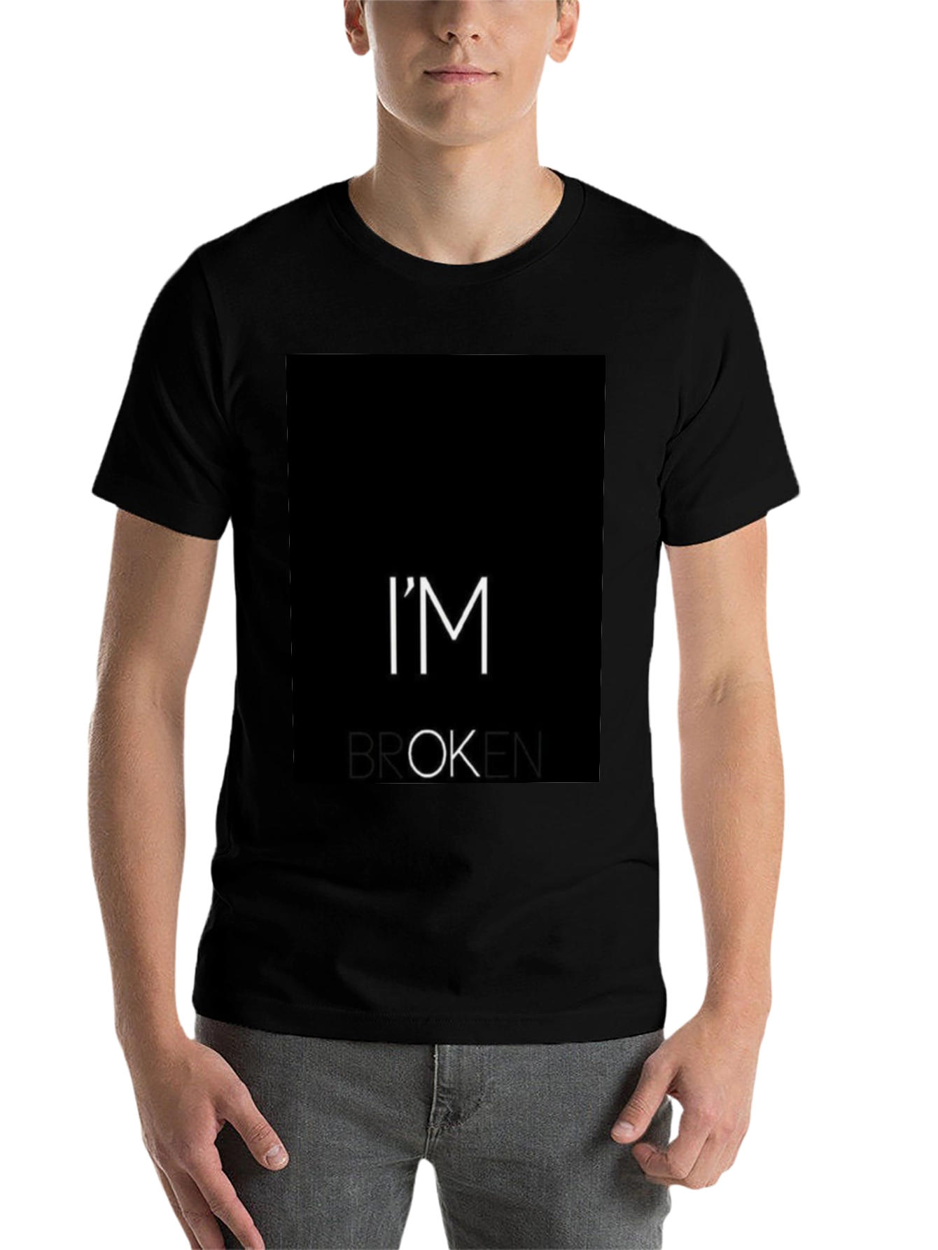 Black I'm Broken T-Shirt - Black Graphic Tee view 7