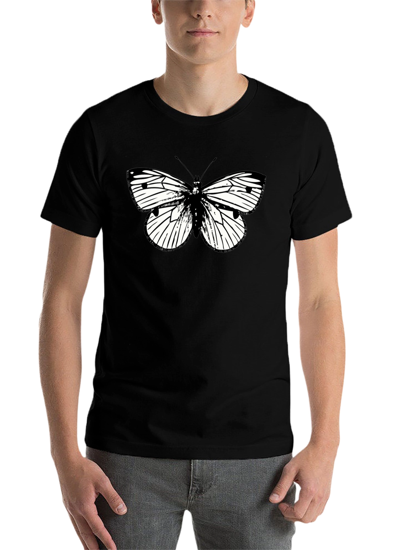 Black Butterfly Graphic Black T-Shirt view 7