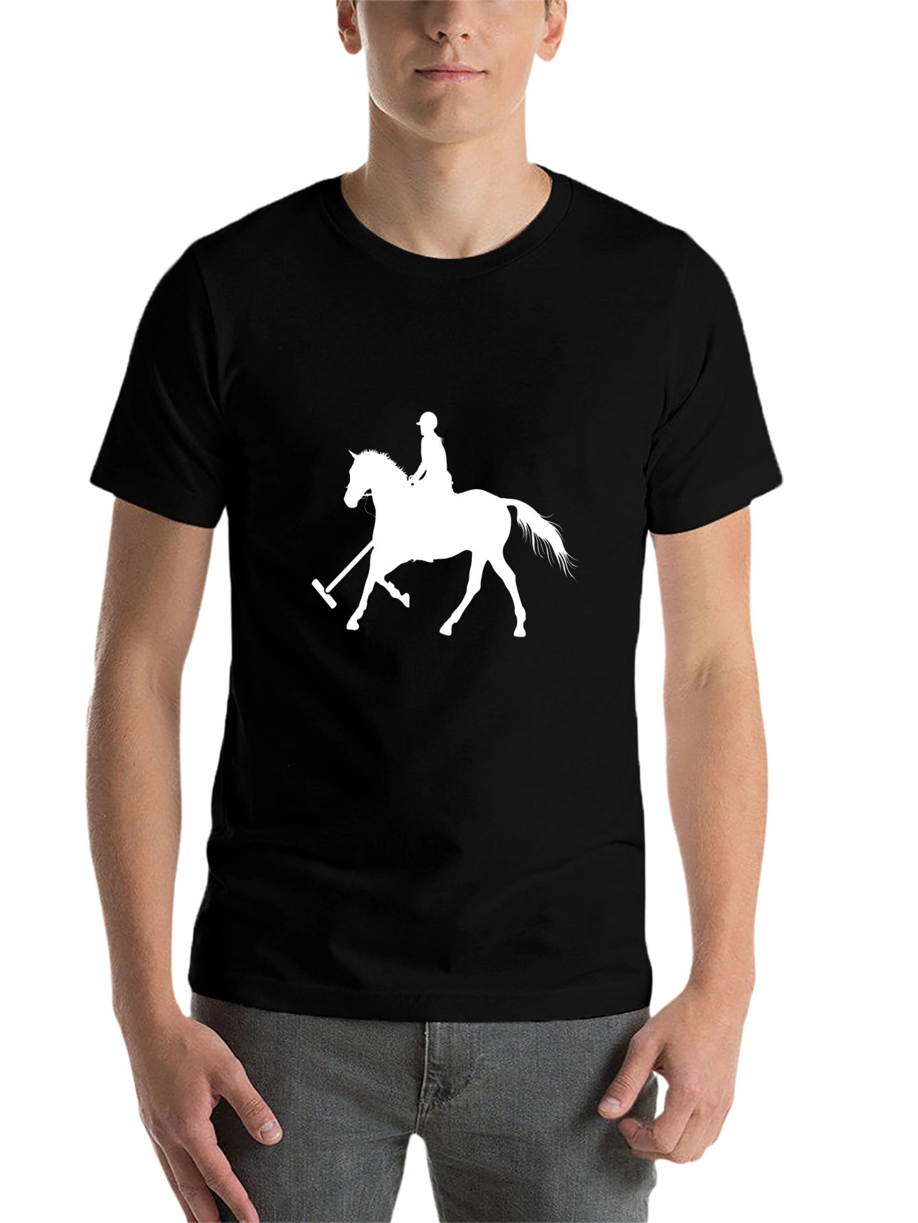 Black Equestrian Polo Player Black T-Shirt view 7