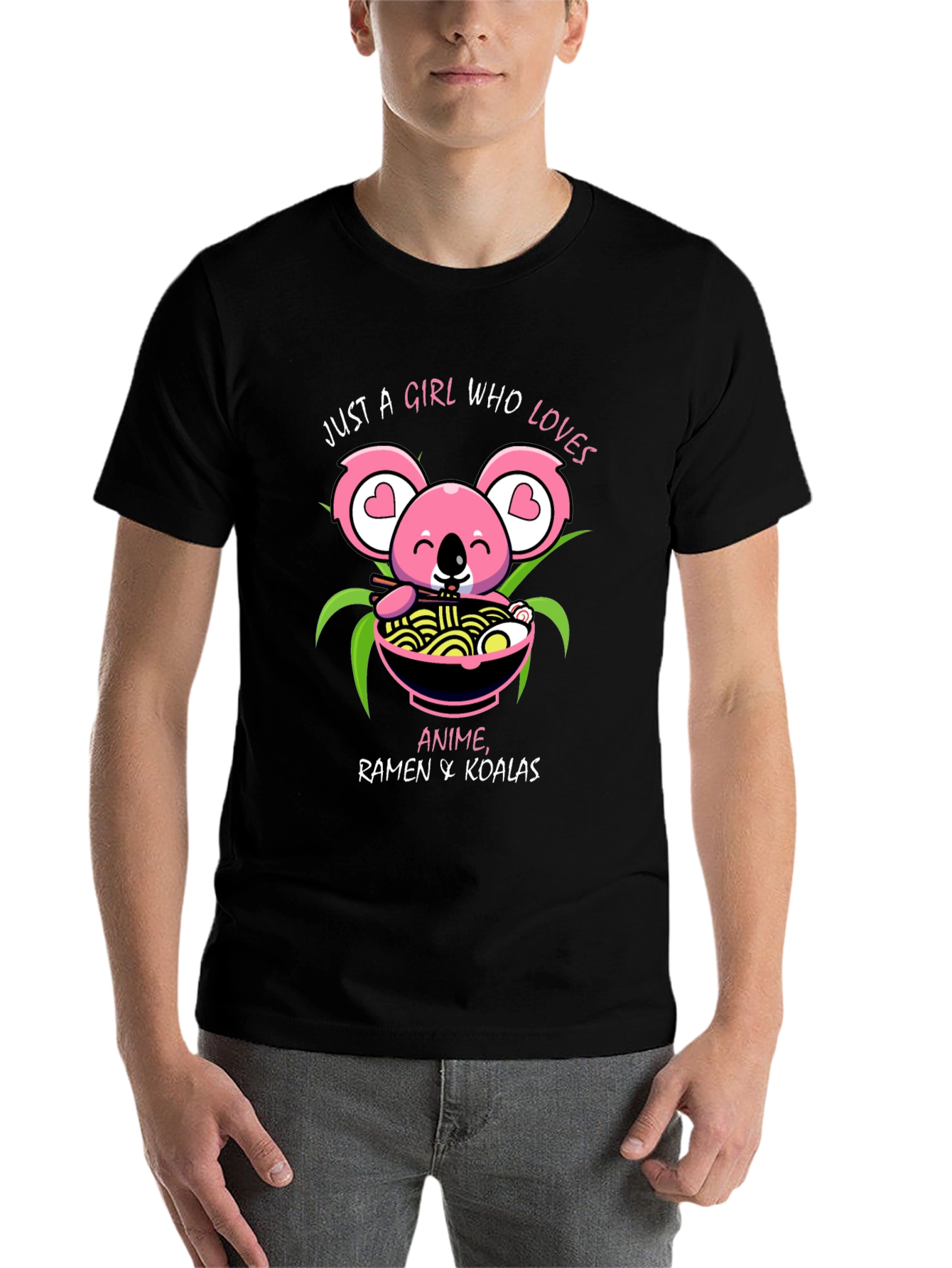 Black Anime Ramen Koala T-Shirt view 7